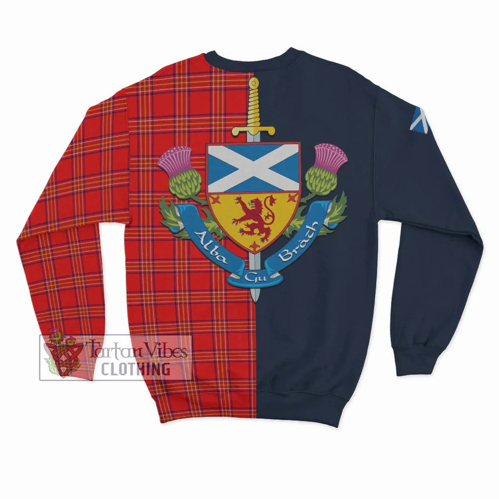 Burnett Modern Tartan Sweatshirt Alba with Scottish Lion Royal Arm Half Style