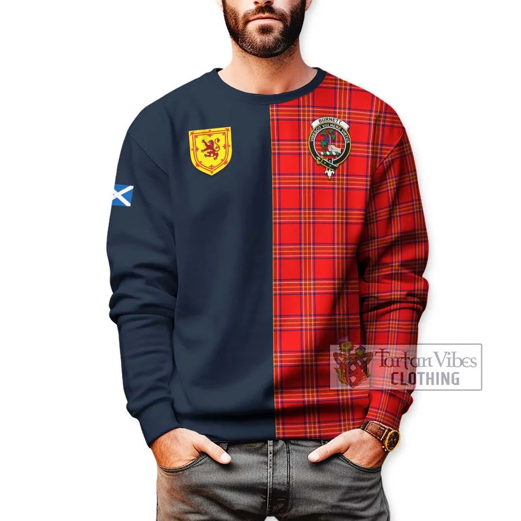 Burnett Modern Tartan Sweatshirt Alba with Scottish Lion Royal Arm Half Style