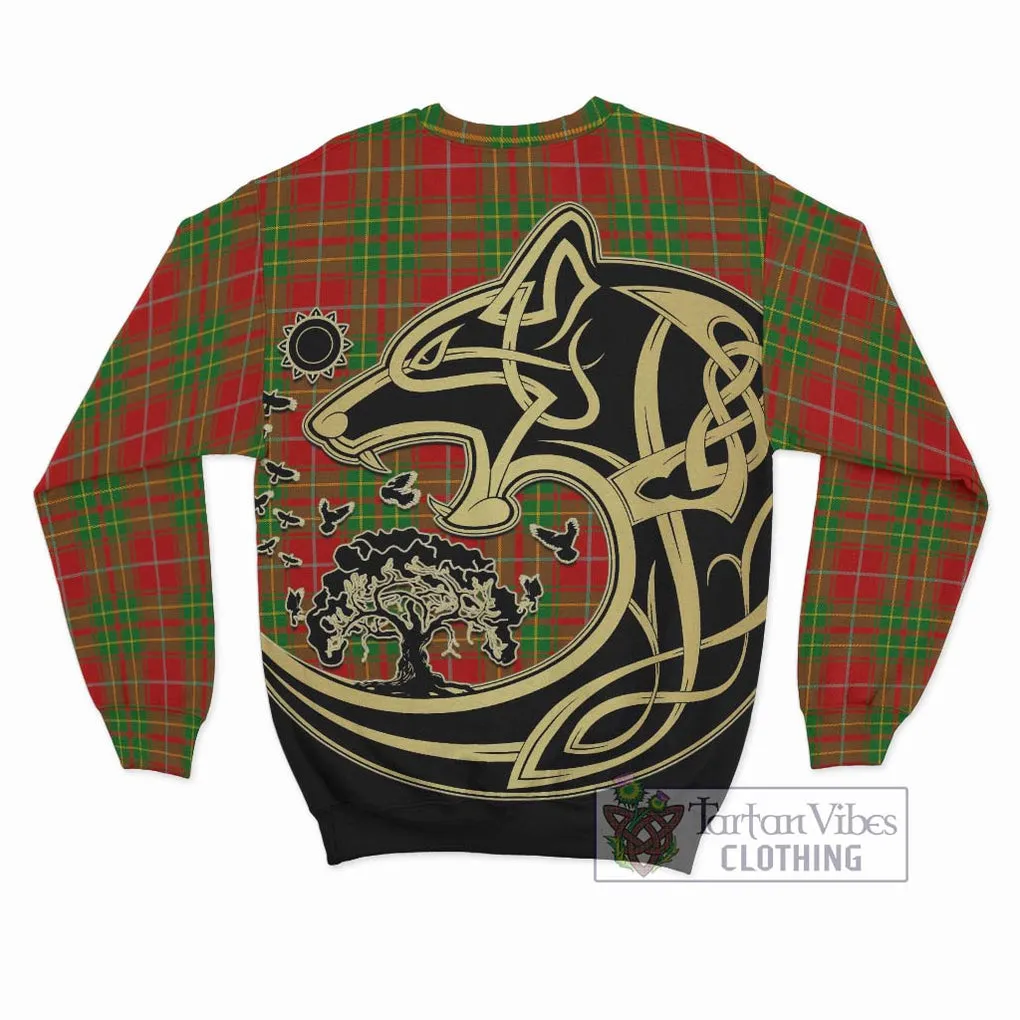 Burnett Tartan Sweatshirt with Family Crest Celtic Wolf Style