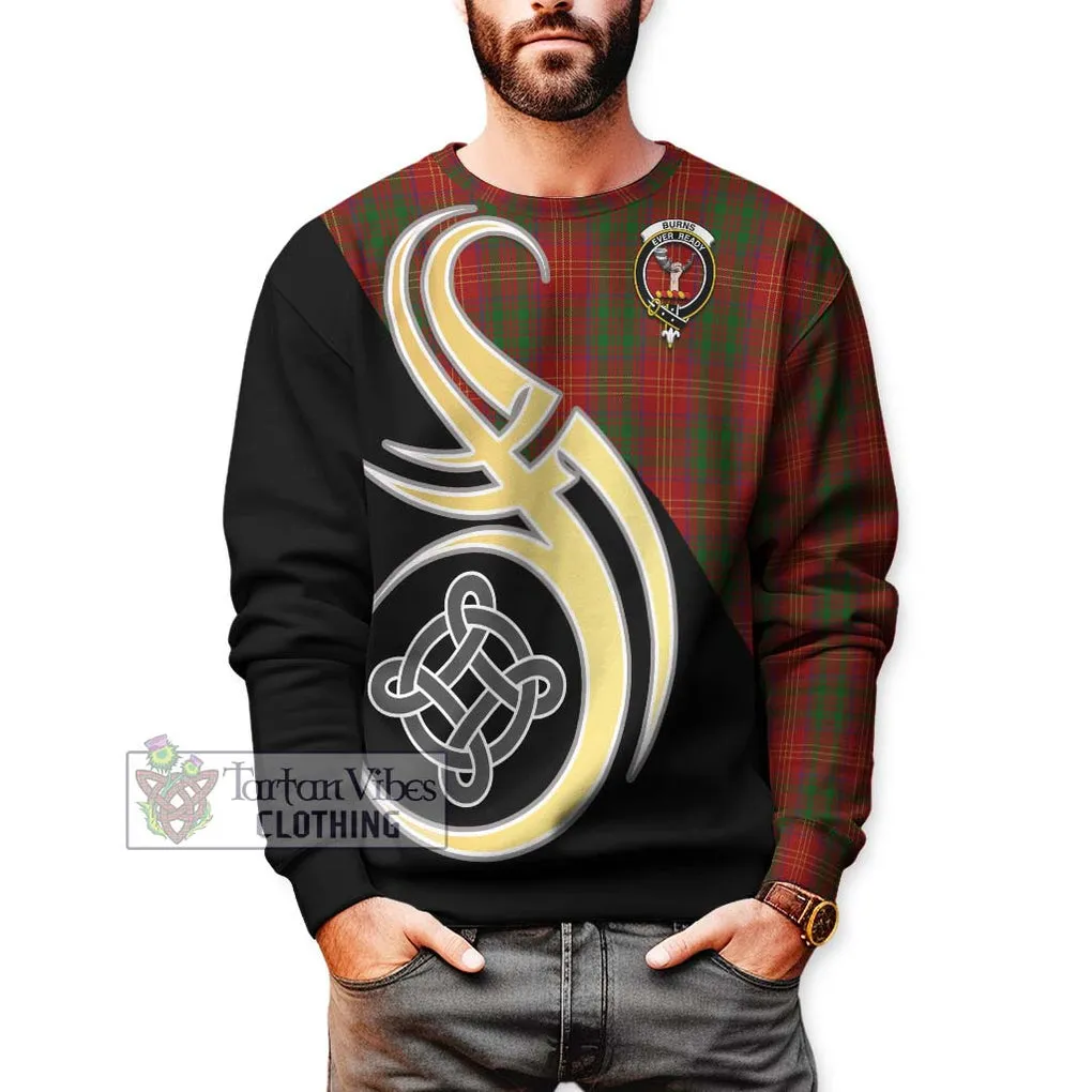 Burns Tartan Sweatshirt with Family Crest and Celtic Symbol Style