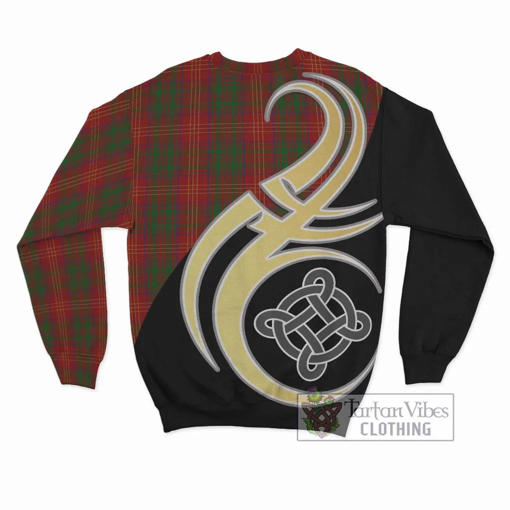 Burns Tartan Sweatshirt with Family Crest and Celtic Symbol Style