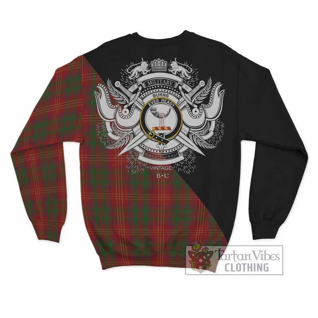 Burns Tartan Sweatshirt with Family Crest and Military Logo Style