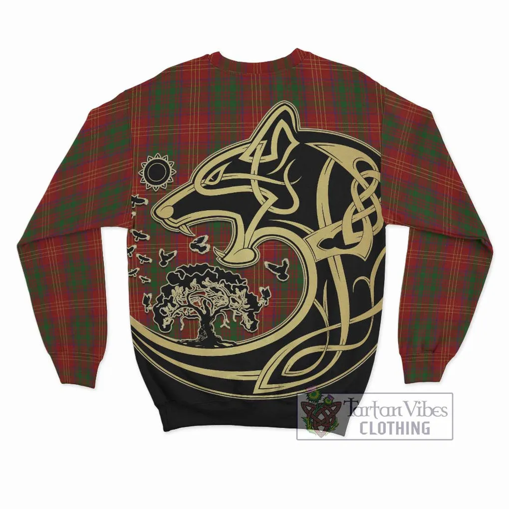 Burns Tartan Sweatshirt with Family Crest Celtic Wolf Style