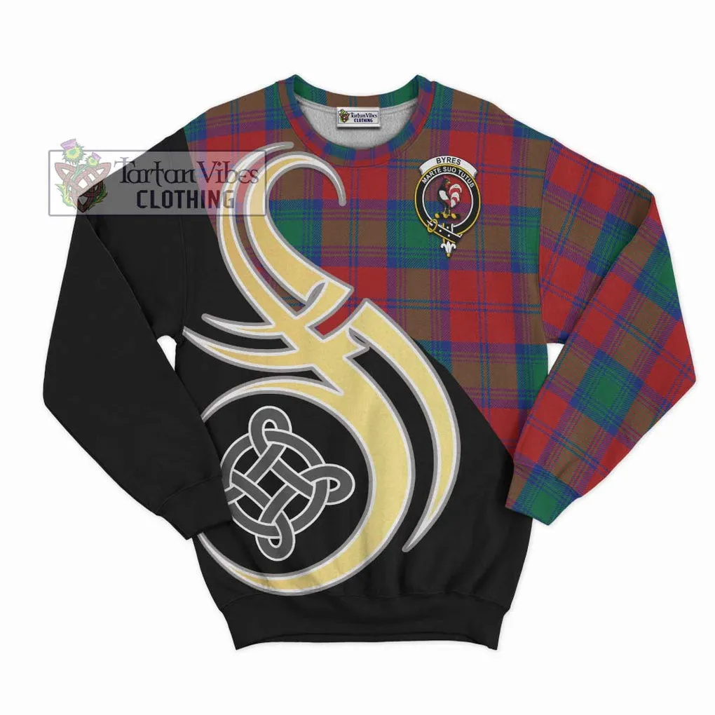 Byres (Byses) Tartan Sweatshirt with Family Crest and Celtic Symbol Style