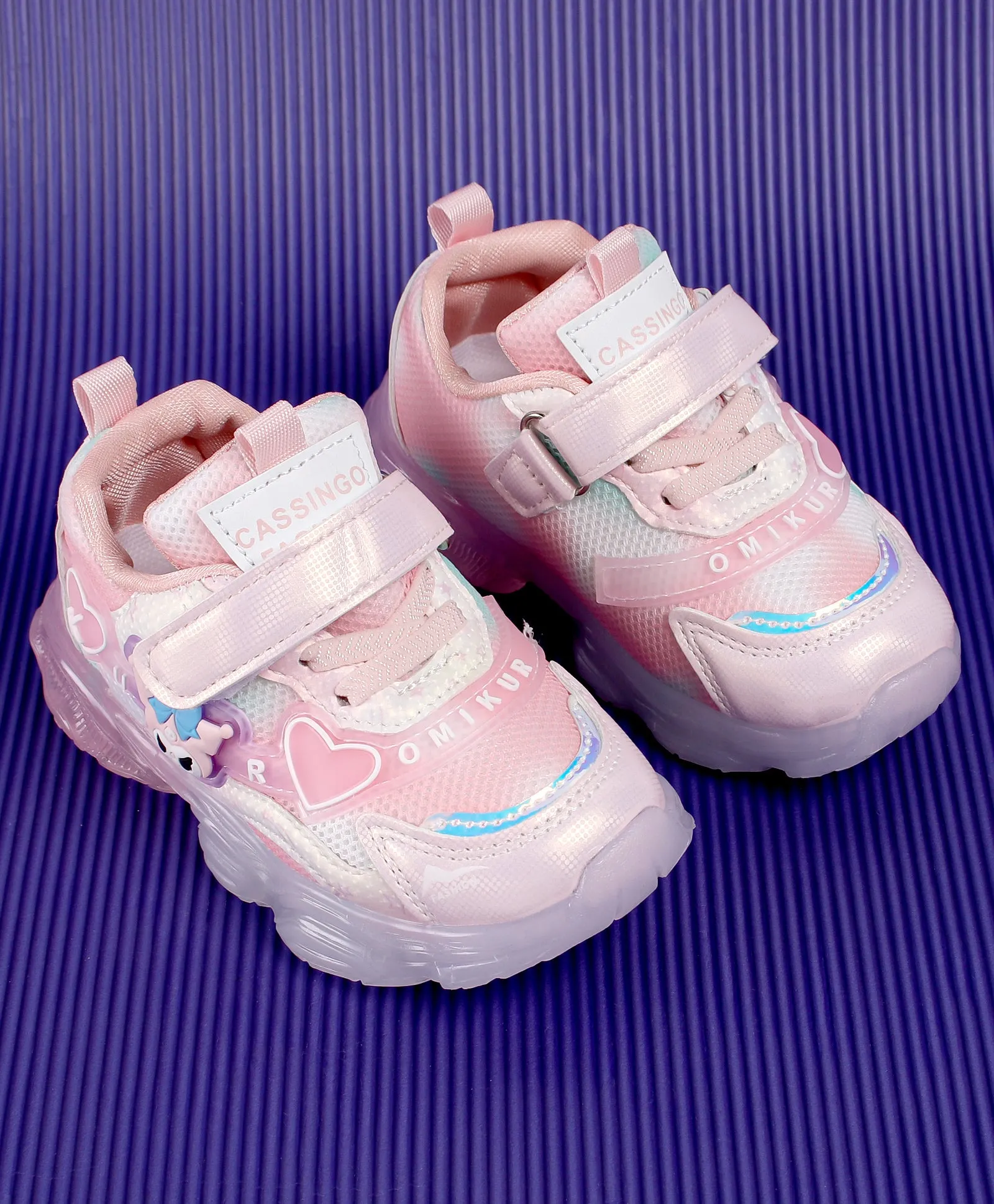 CARTOON APPLIQUE LED SHOES - PINK