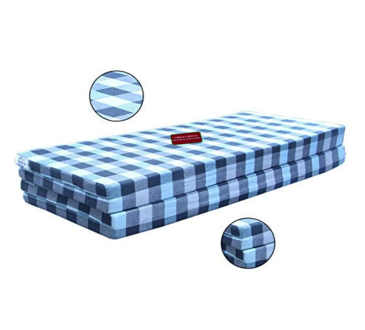 CHILLI BILLI Single Bed Folding Pure EPE Foam Mattress 4 Fold Mattress for Travel, Picnic (Mattresses 2 inch Single Bed) Multicolor ((Single Bed)(72x35x2)) - 4 FOLD