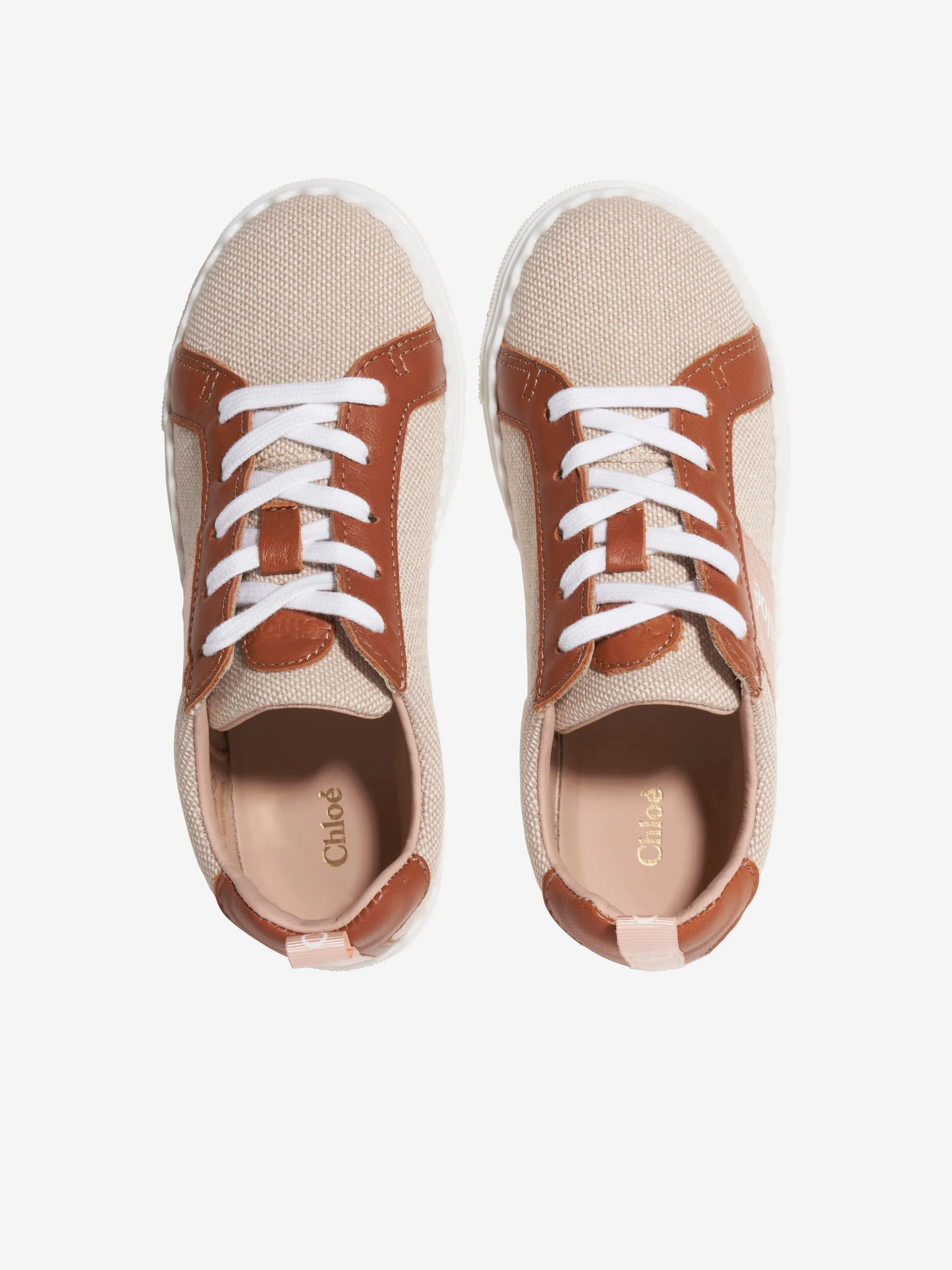 Chloé Girls Logo Trainers in Beige