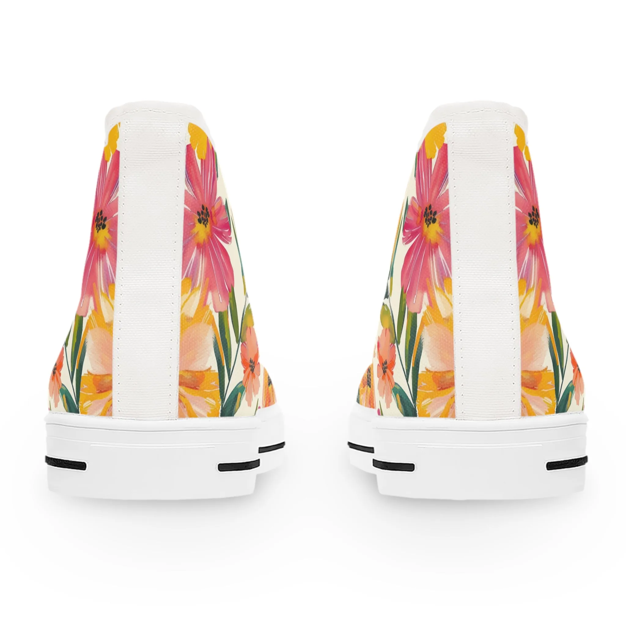 Colorful Flower Blooming Design Women's High Top Sneakers