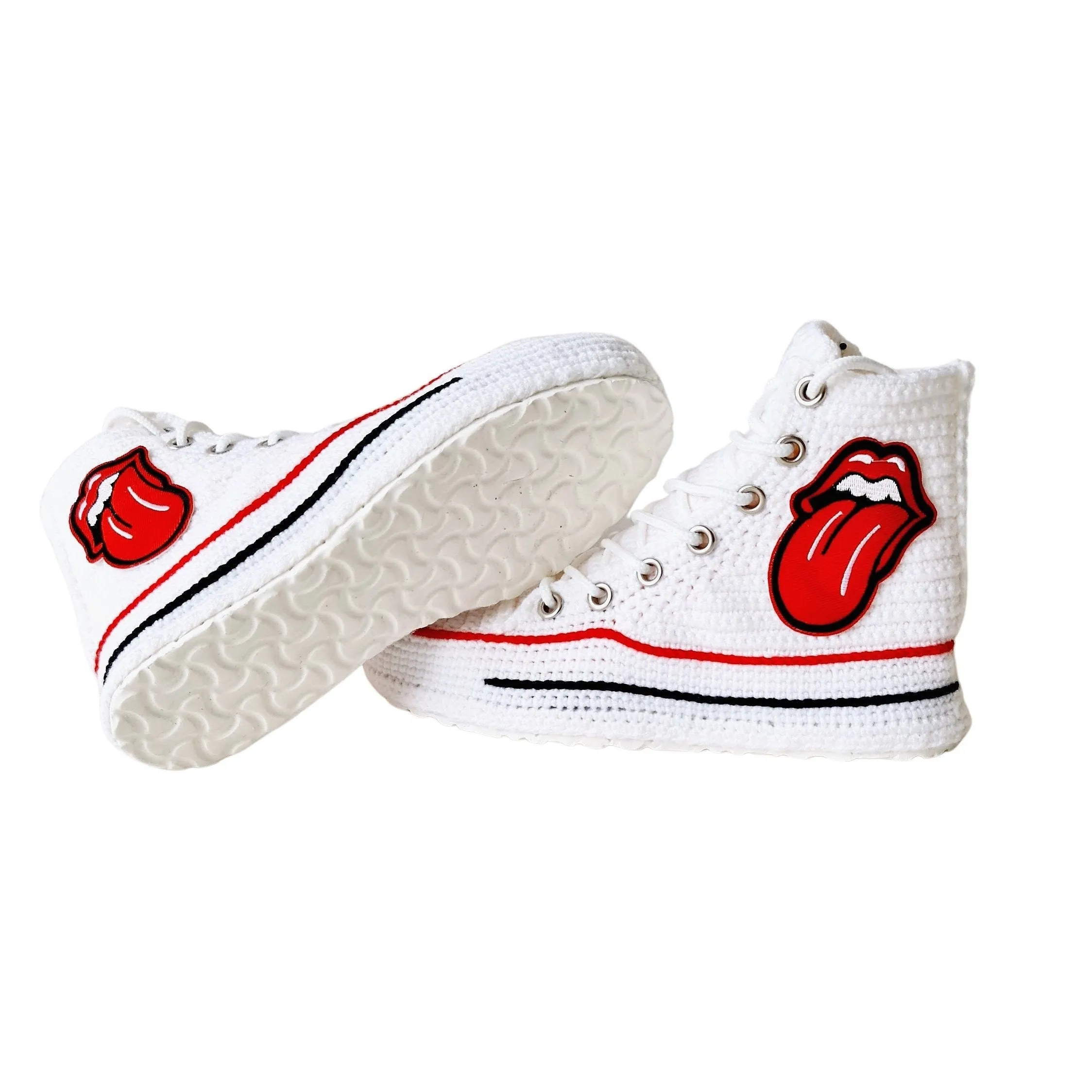 Converse Emoji Embroidery Custom Sneakers Plush Crochet High Top Slippers Platform Shoes