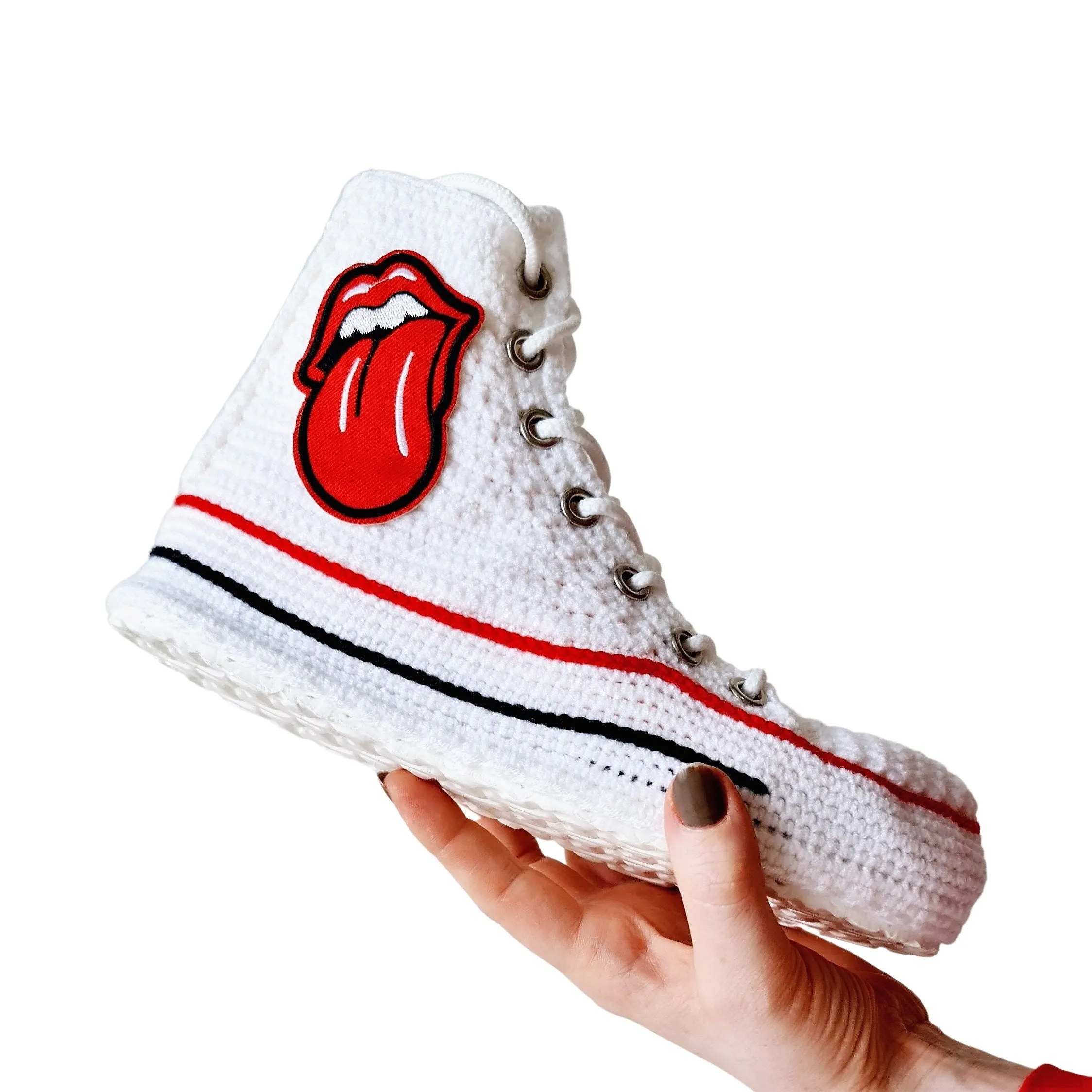 Converse Emoji Embroidery Custom Sneakers Plush Crochet High Top Slippers Platform Shoes