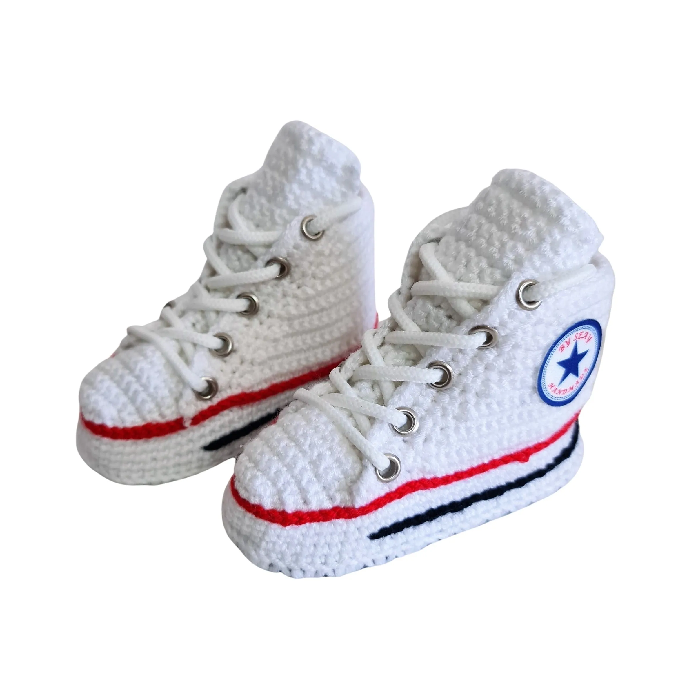 Converse Knitted Baby White Booties Sneakers Crochet Slippers Soft Wool Socks