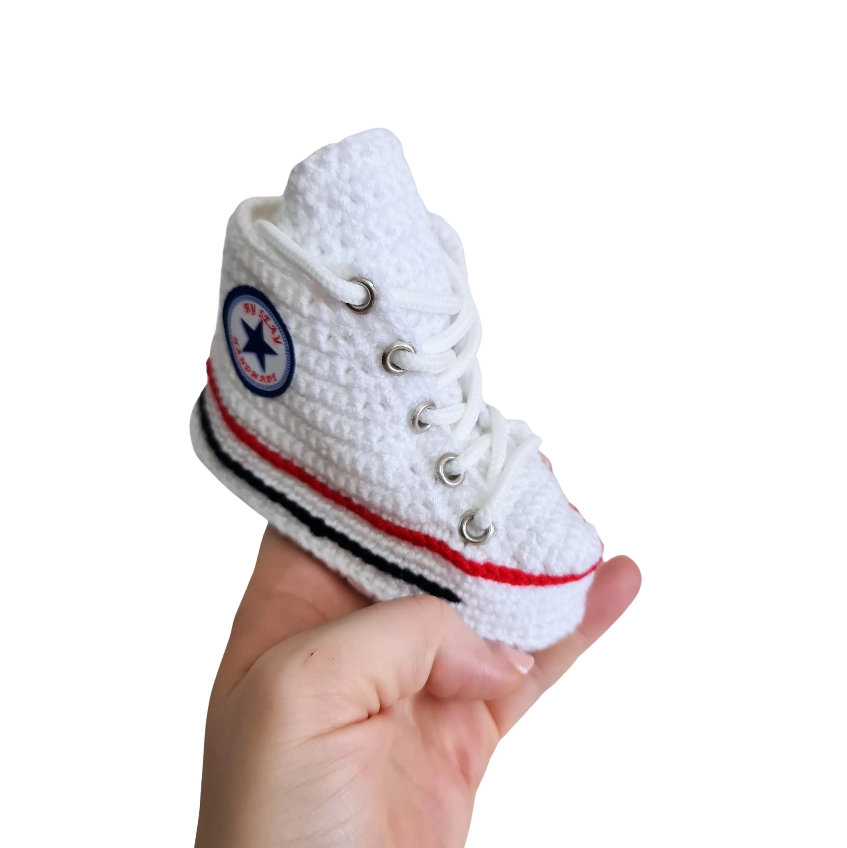 Converse Knitted Baby White Booties Sneakers Crochet Slippers Soft Wool Socks