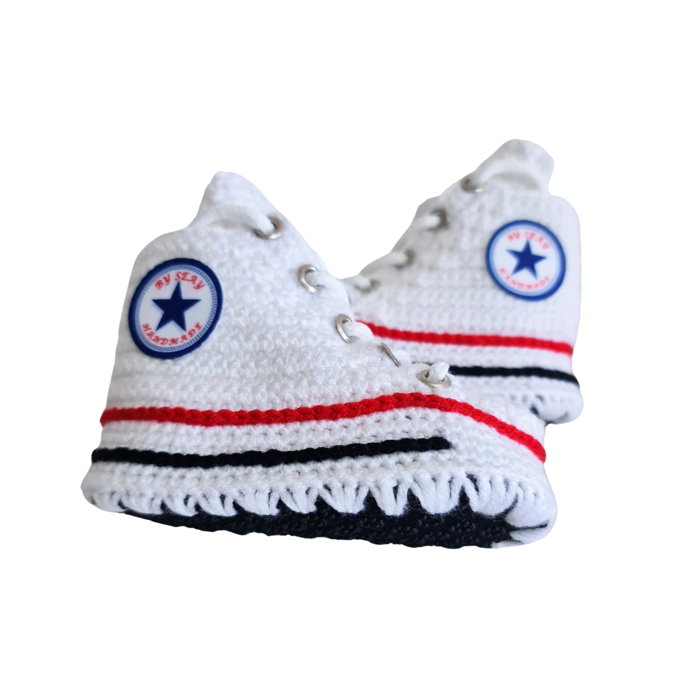 Converse Knitted Baby White Booties Sneakers Crochet Slippers Soft Wool Socks