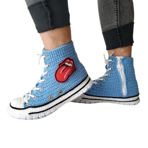 Converse Red Lips Custom Embroidery Kiss Patch Sexy Sneakers Slippers