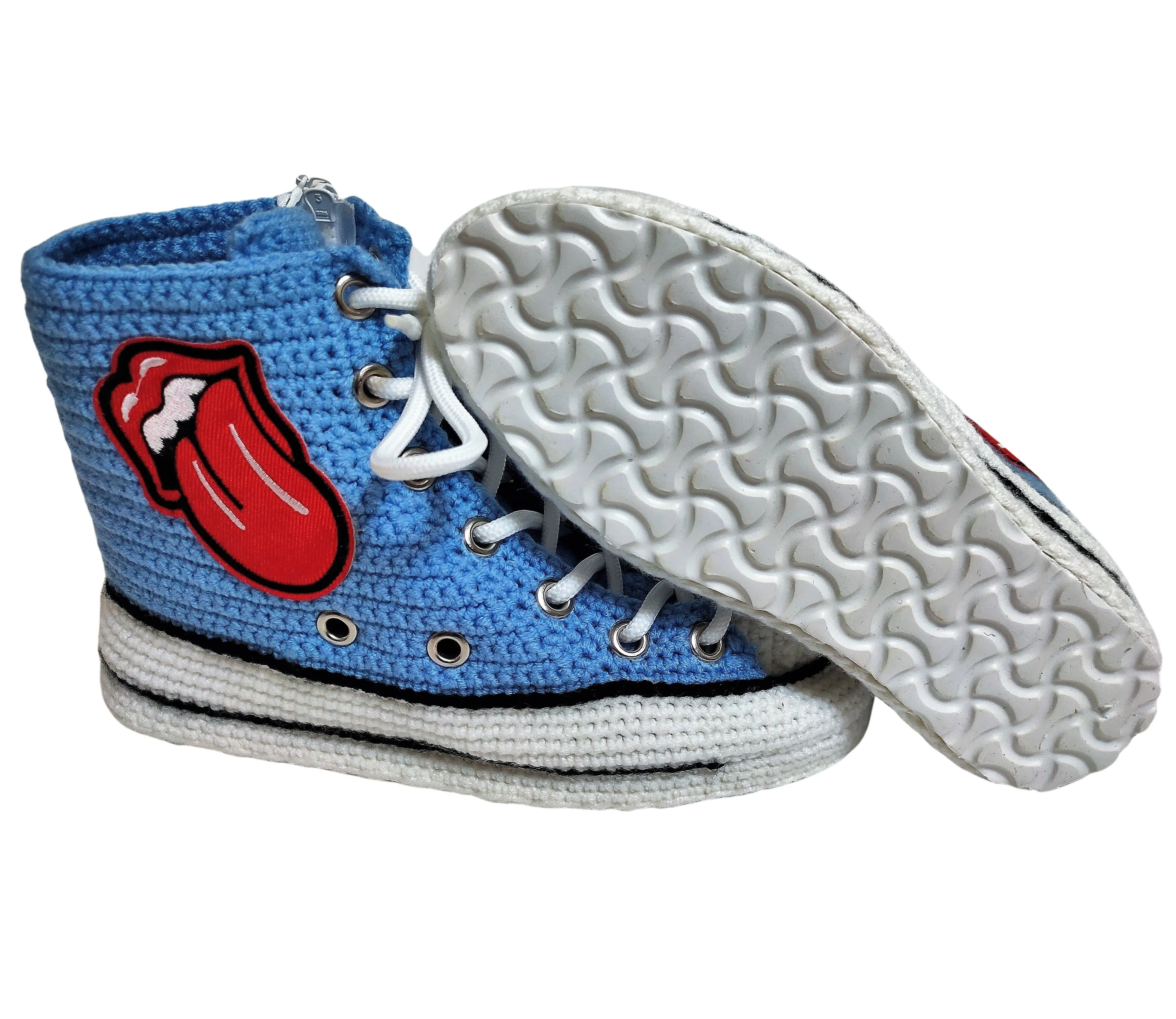 Converse Red Lips Custom Embroidery Kiss Patch Sexy Sneakers Slippers