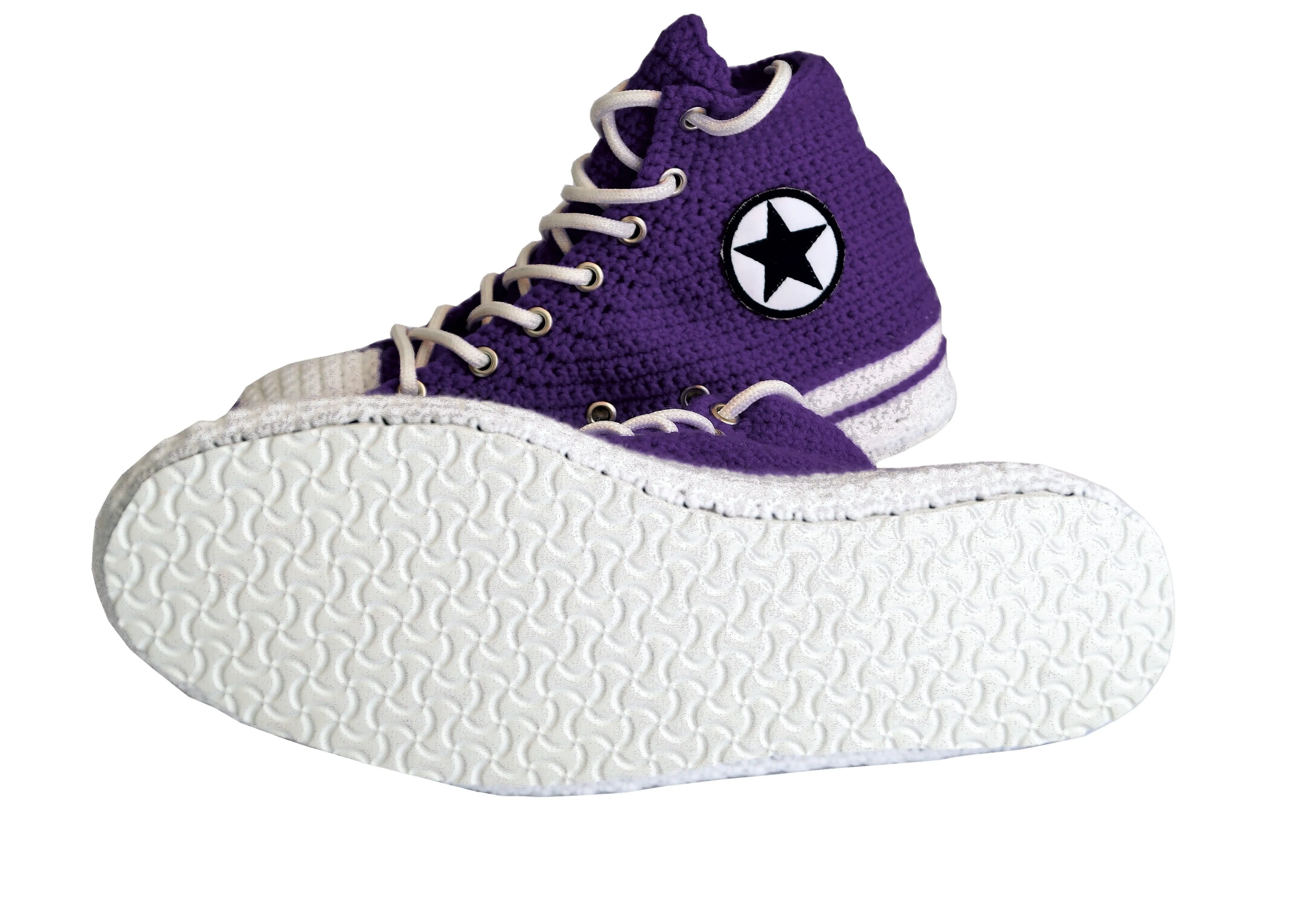 Converse Sneakers Purple Slippers Soft Plush House Shoes Socks