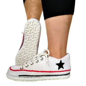 Converse Style White Handmade Plush Slippers Canvas House Sneakers