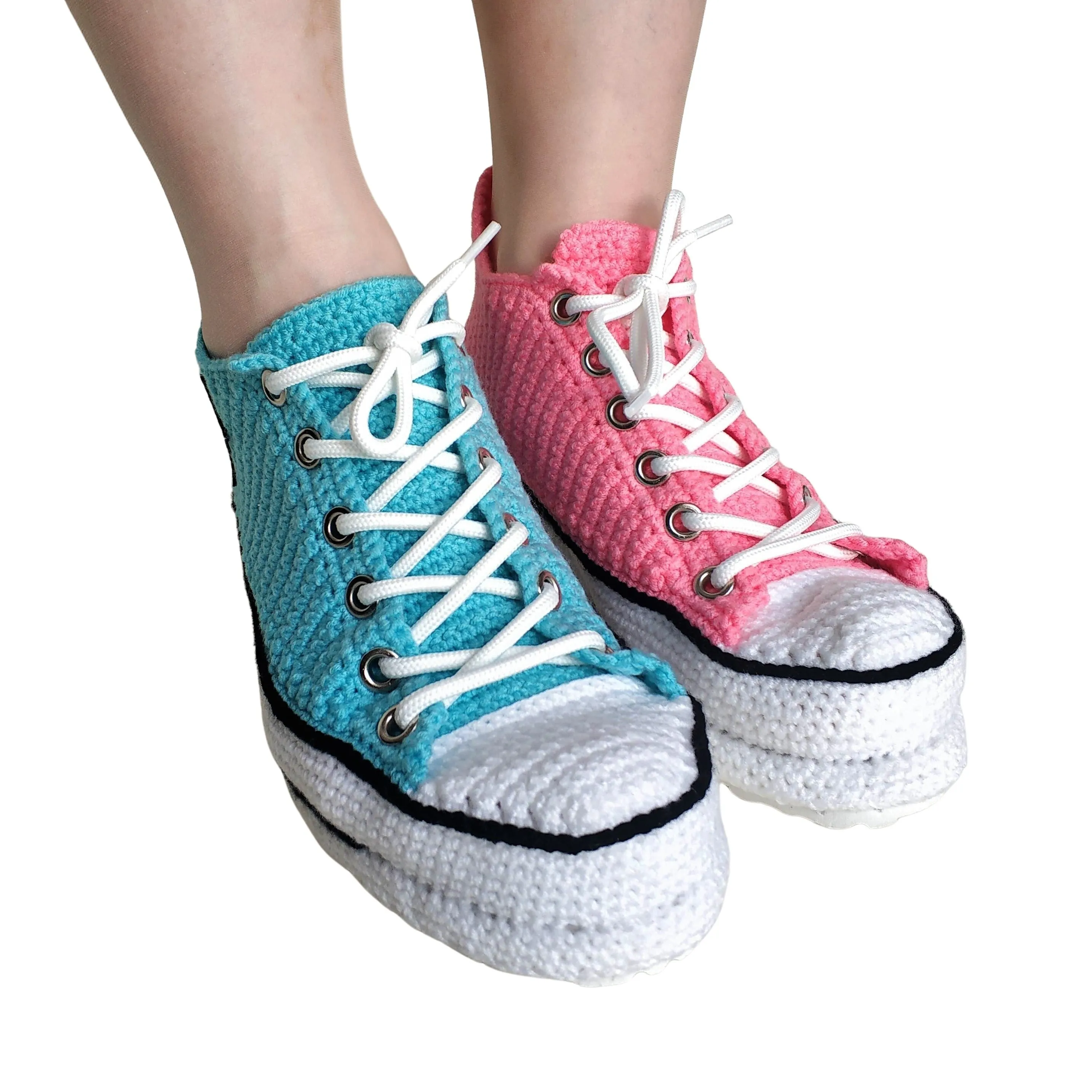 Converse Two Color Multicolored Sneakers Pink Turquoise Slippers Plush Shoes