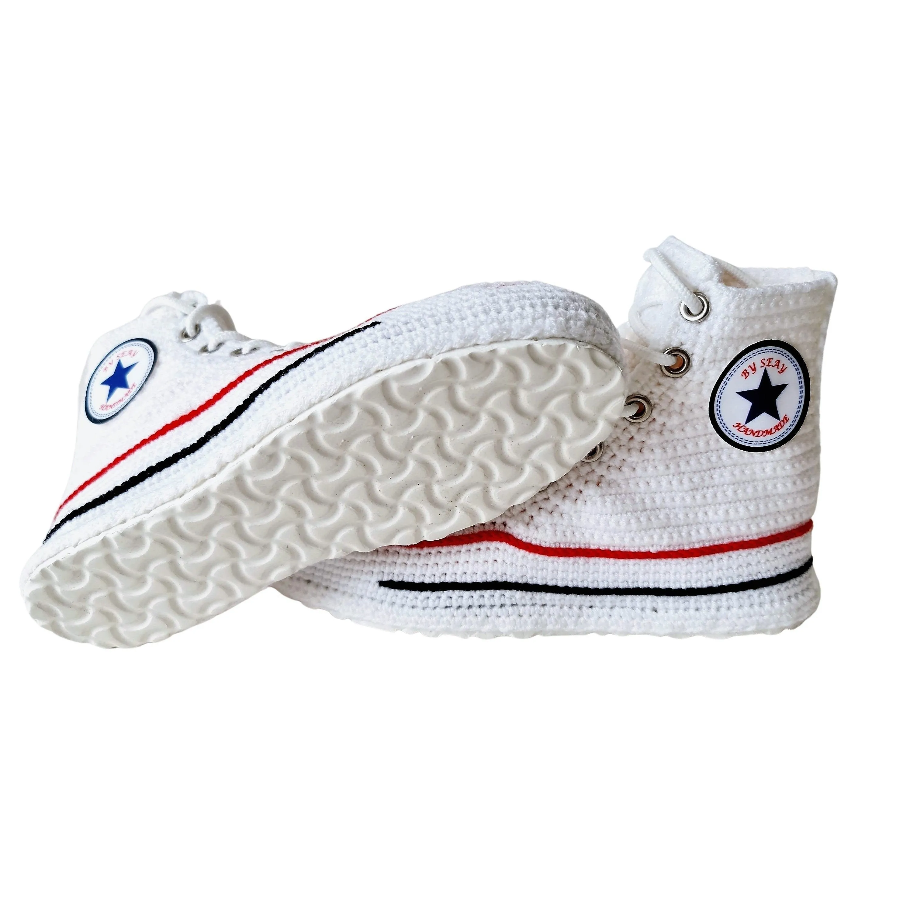 Converse White High Top Sneaker Plush Handmade Slippers Slip On Canvas Shoes