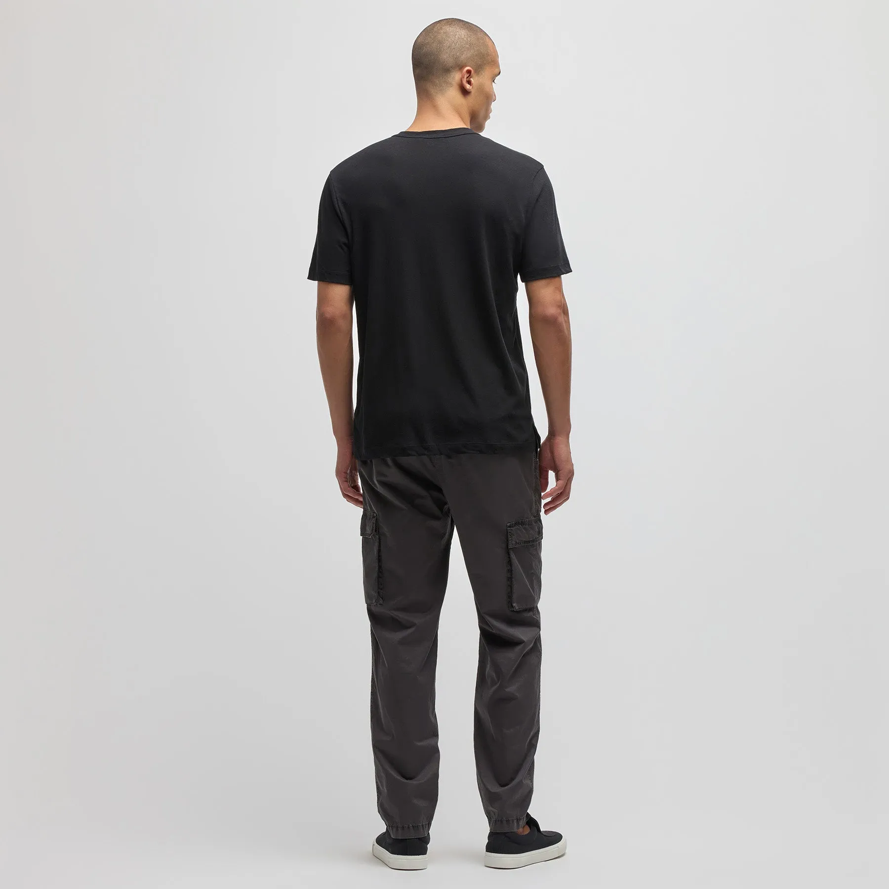 Cotton Jersey Short Sleeve Henley - Black