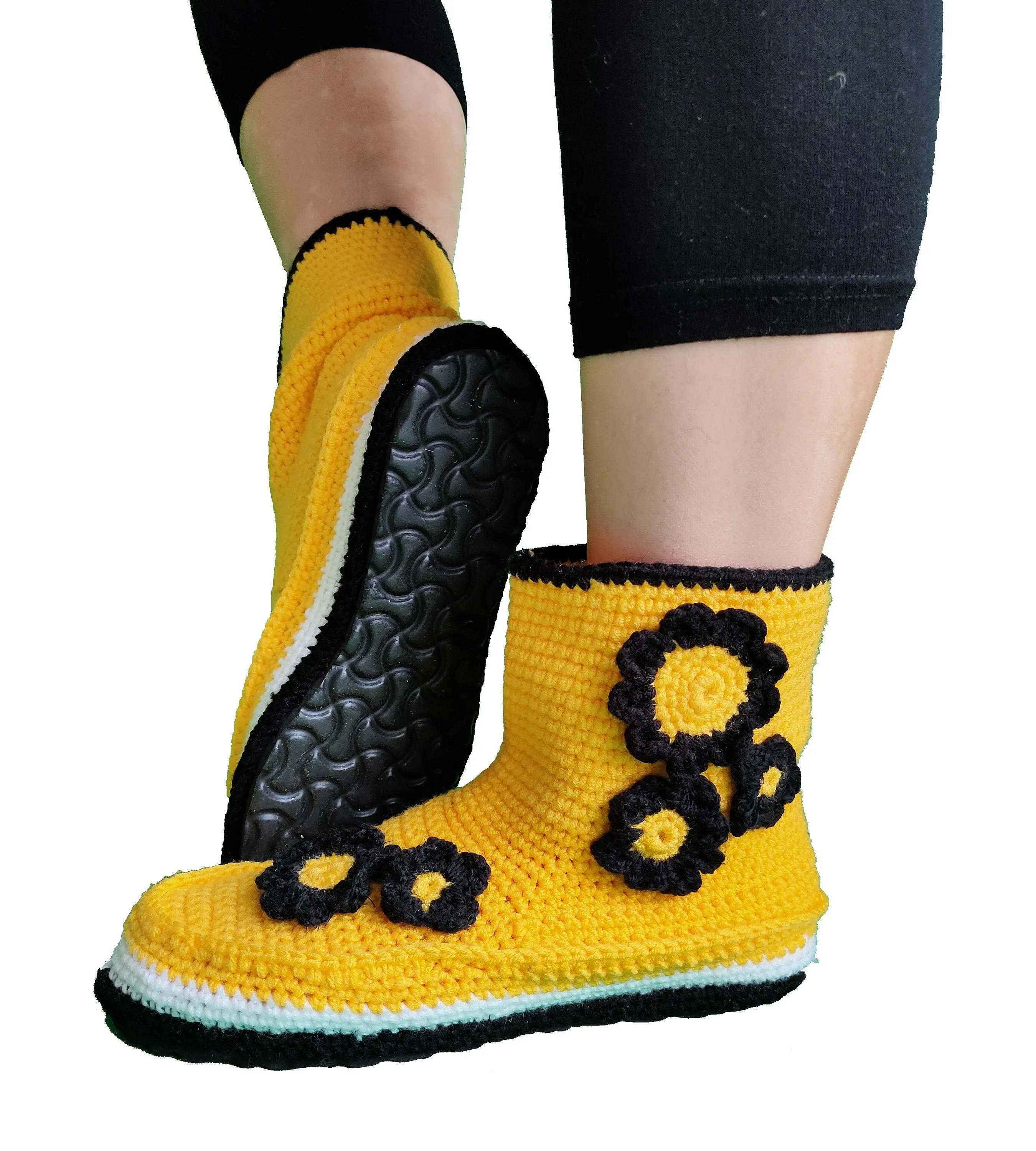 Crochet Knitted Ladies Slippers Handmade Custom Women Home Booties Shoes