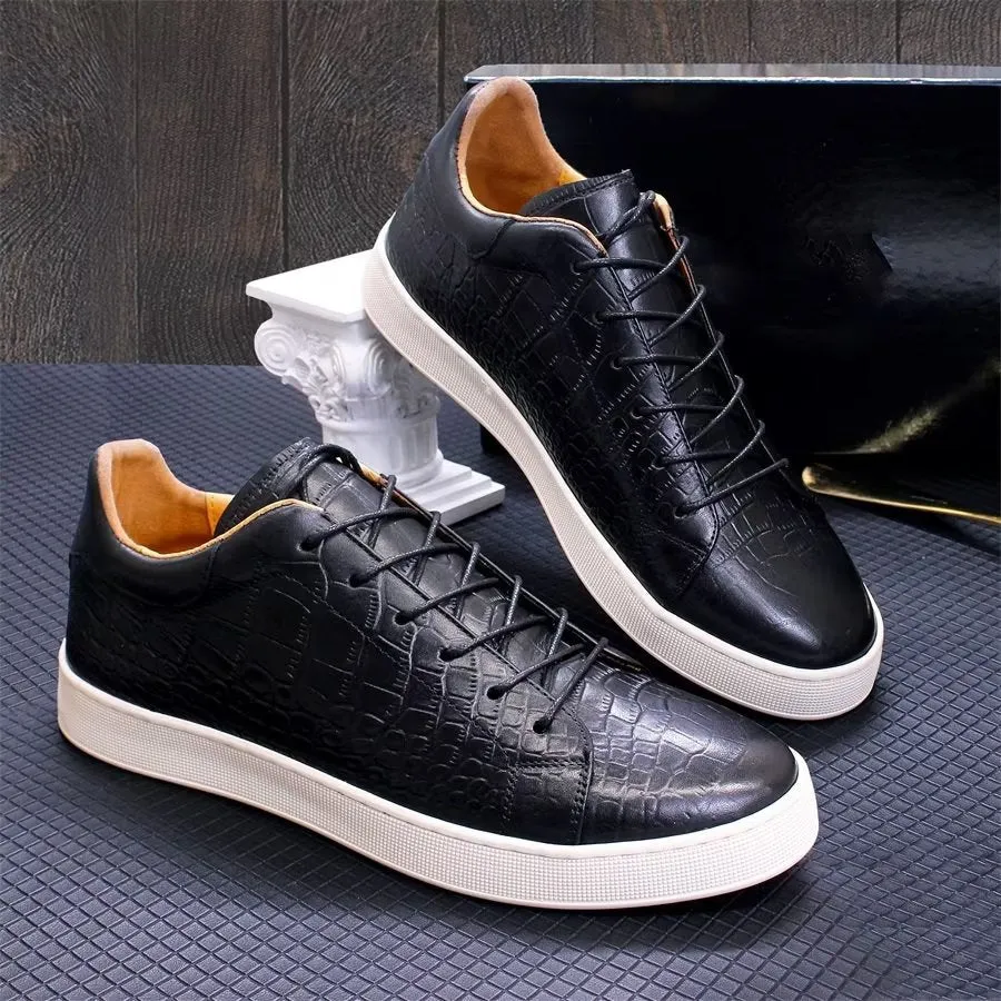 CrocLeather Chic Croc Texture Casual Shoes