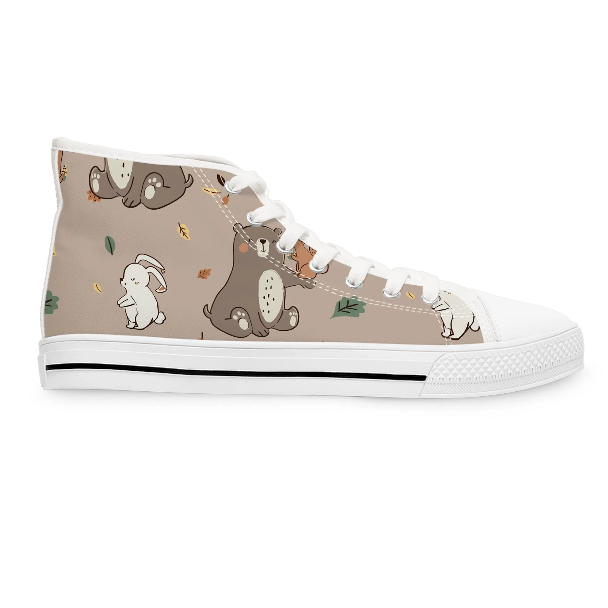 Cute and Lovely Bear and Squirrel Women's High Top Sneakers