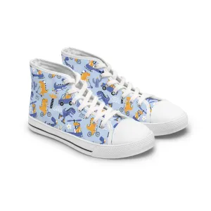 Cute Dinosaur Scooter Women's High Top Sneakers