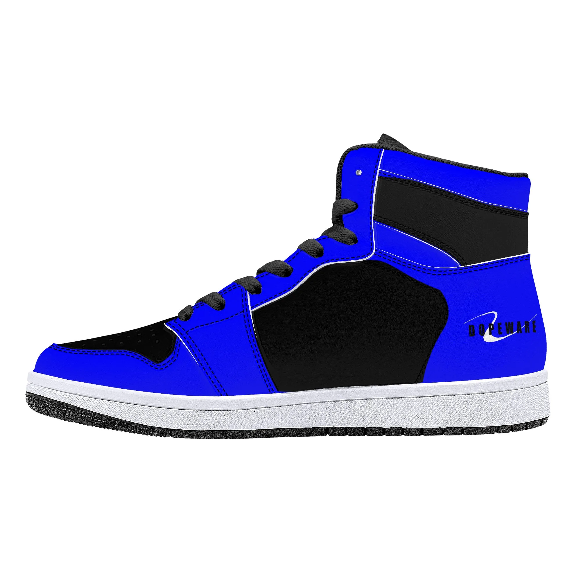 D16 High-Top Leather Sneakers - Black and Blue