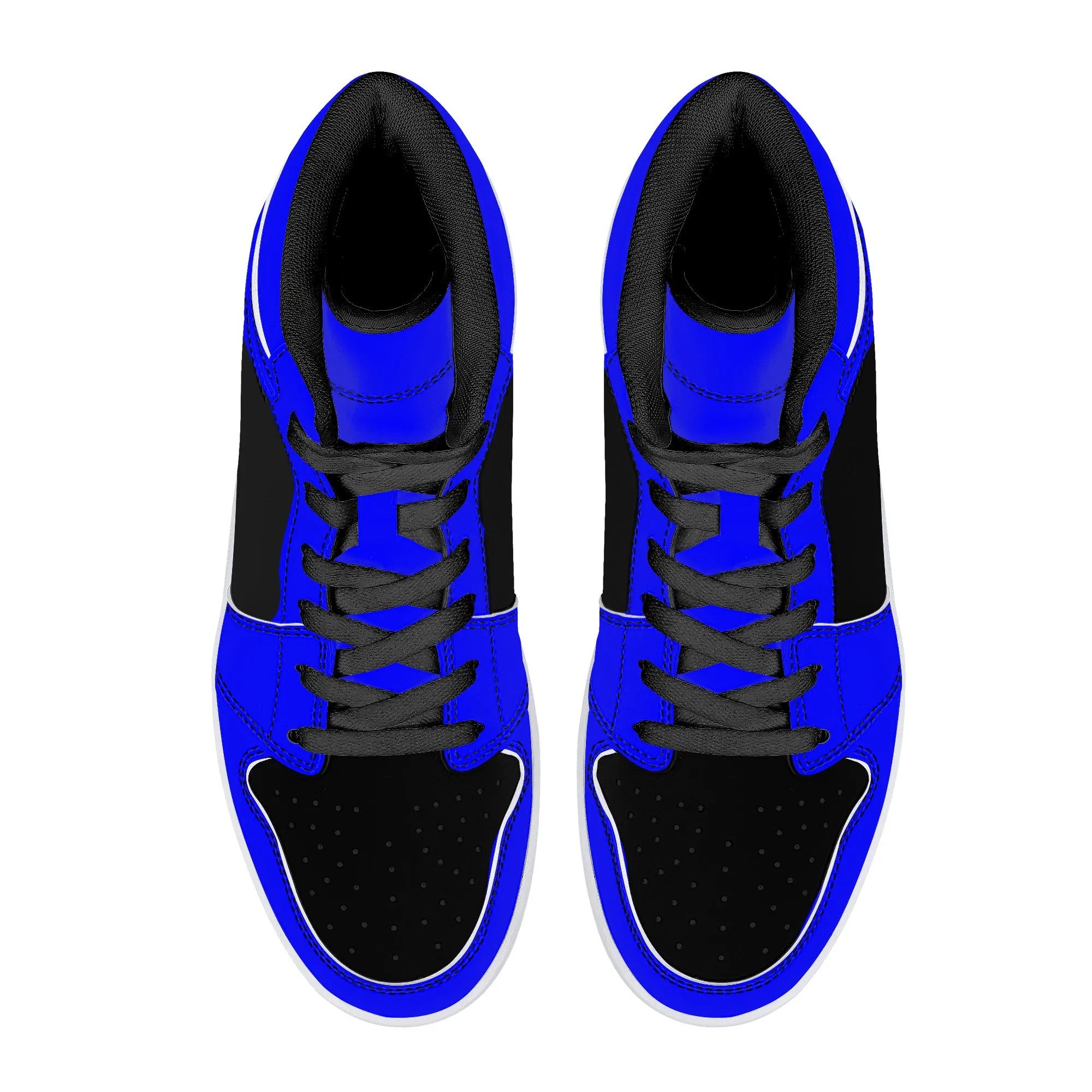 D16 High-Top Leather Sneakers - Black and Blue