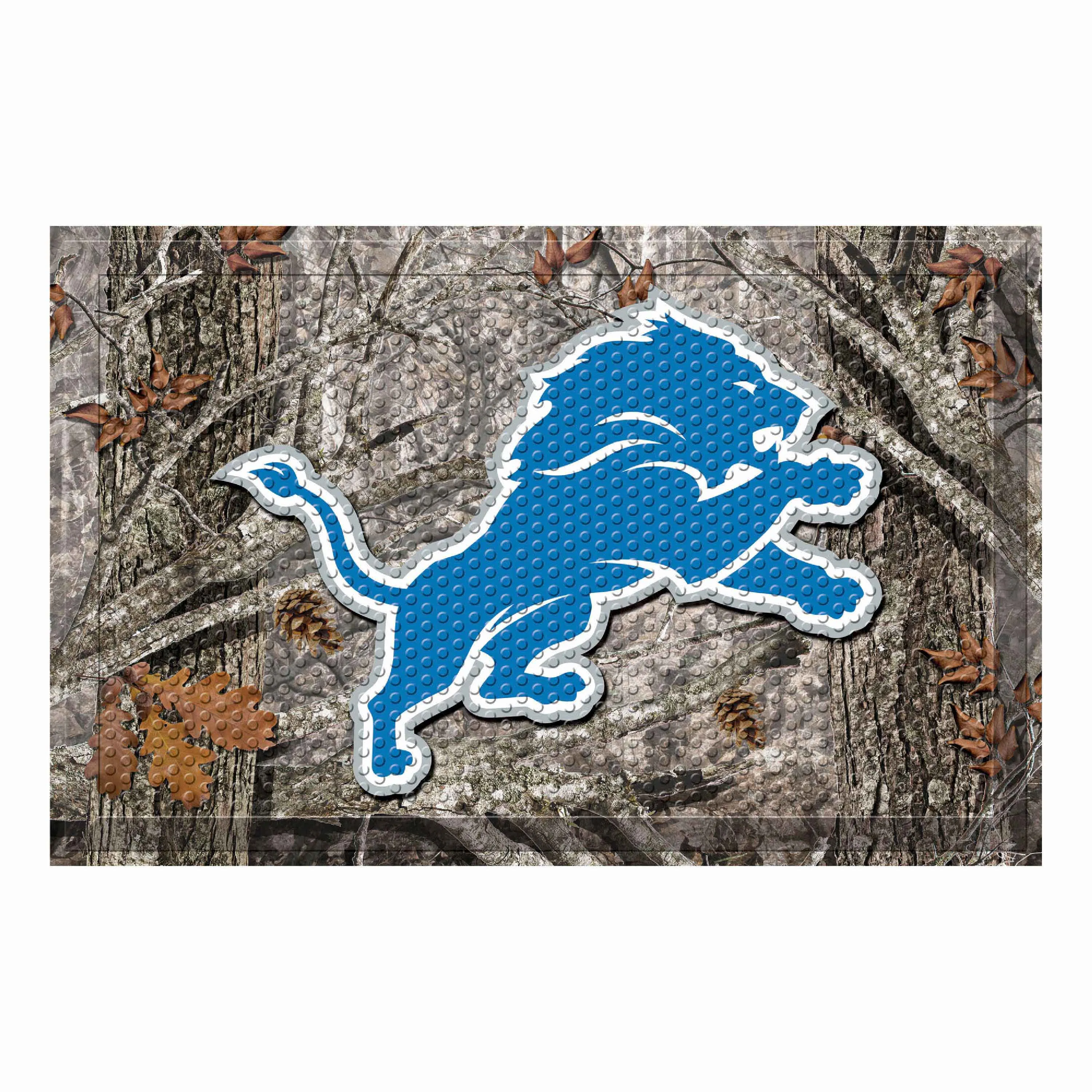 Detroit Lions Rubber Scraper Door Mat Camo