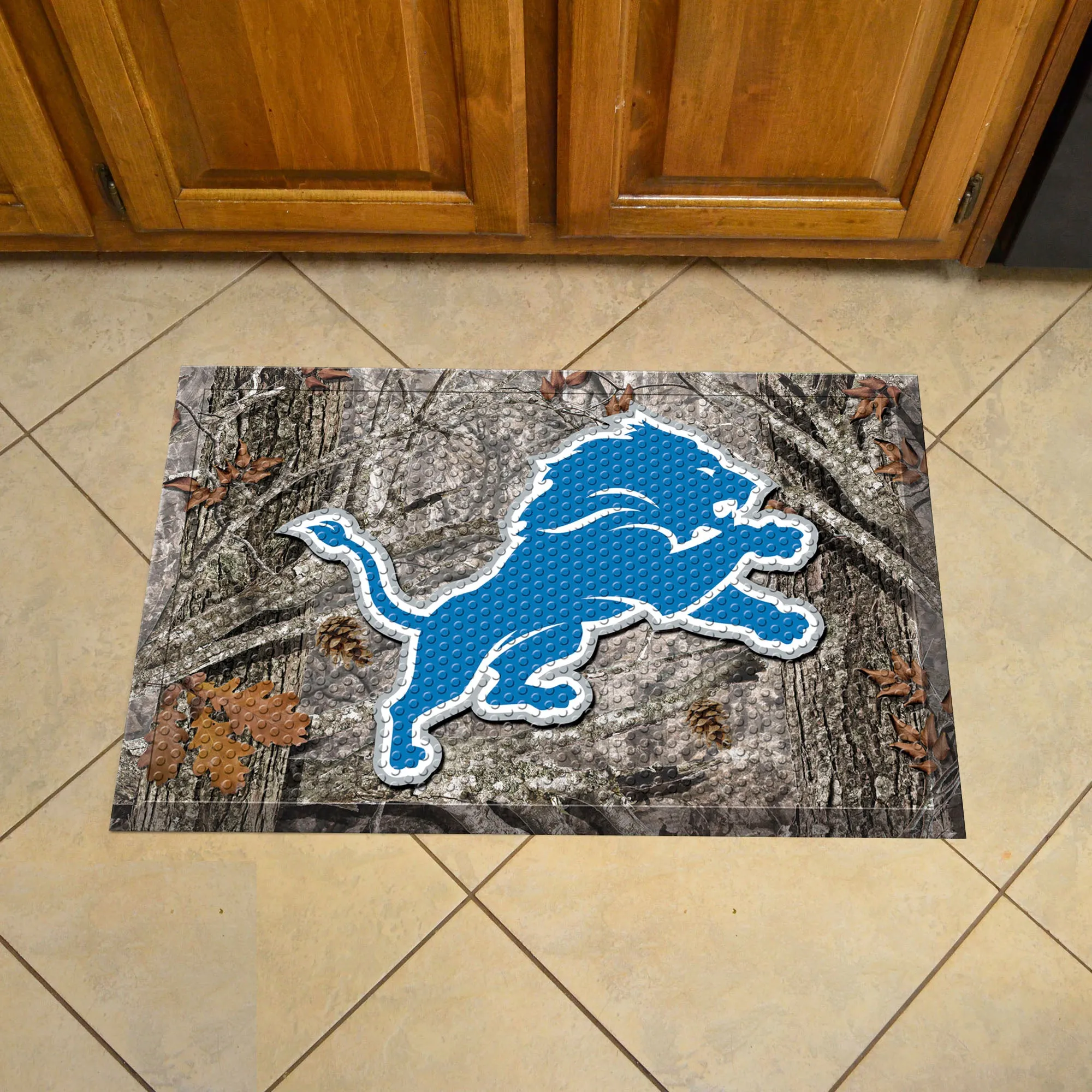 Detroit Lions Rubber Scraper Door Mat Camo