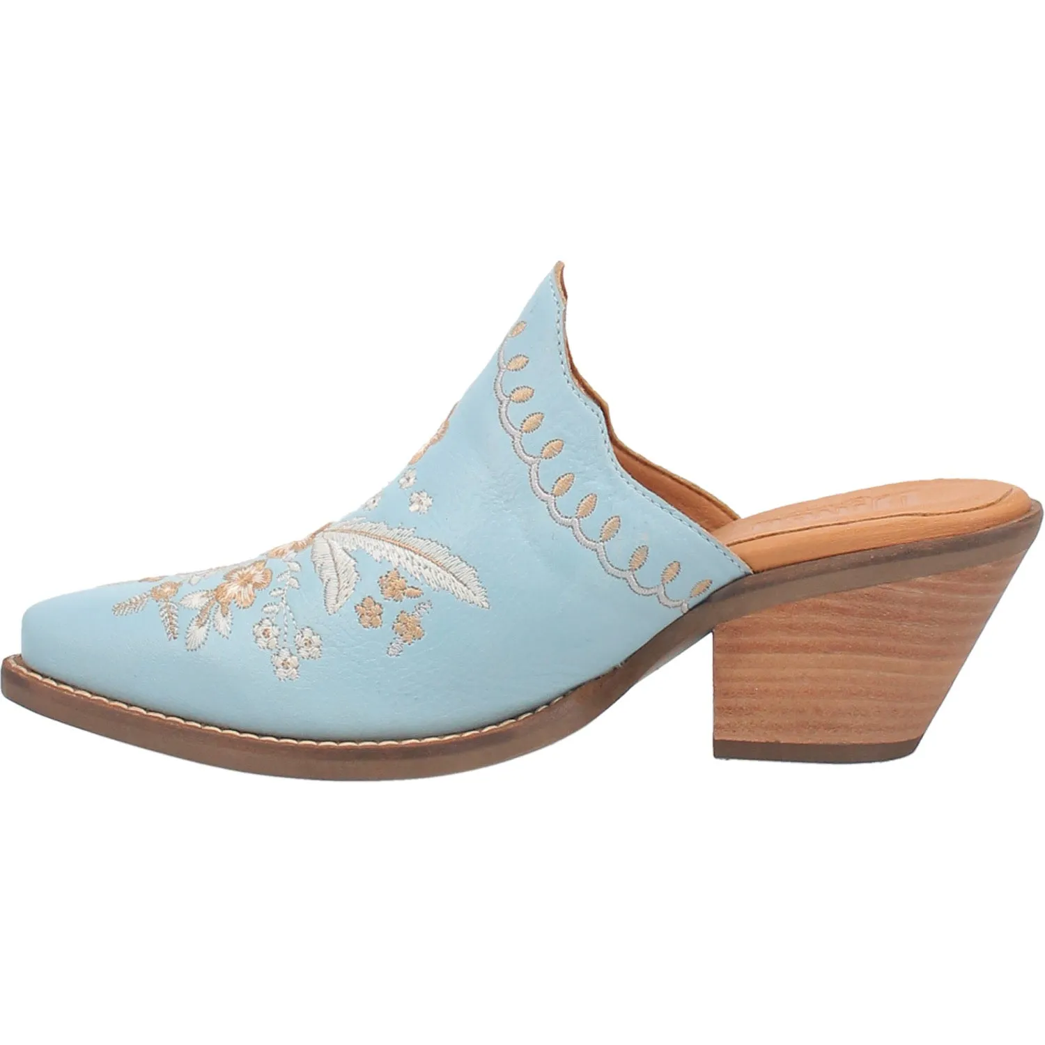 Dingo Womens Wildflower Mule Mule Shoes Leather Blue