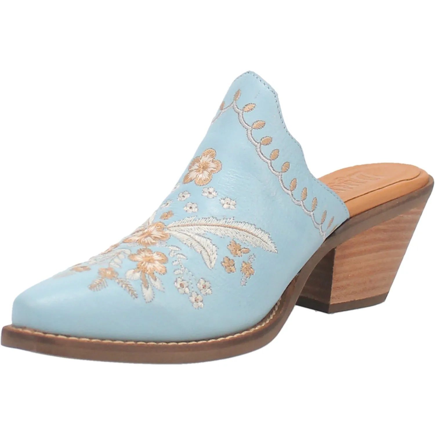 Dingo Womens Wildflower Mule Mule Shoes Leather Blue