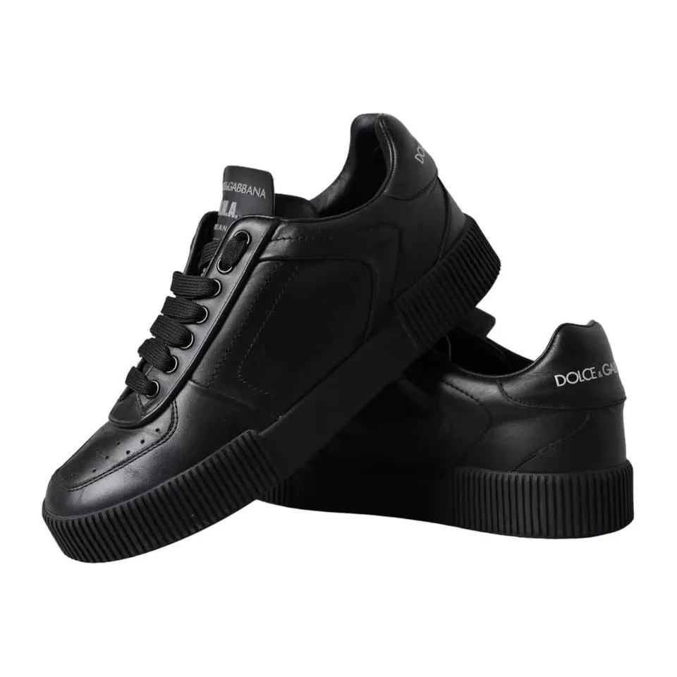 Dolce & Gabbana Black Leather Low Top Sneakers Men Shoes