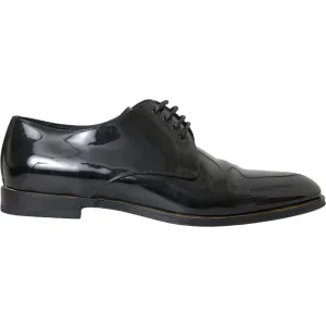 Dolce & Gabbana Black Patent Leather Derby Formal Dress Shoes