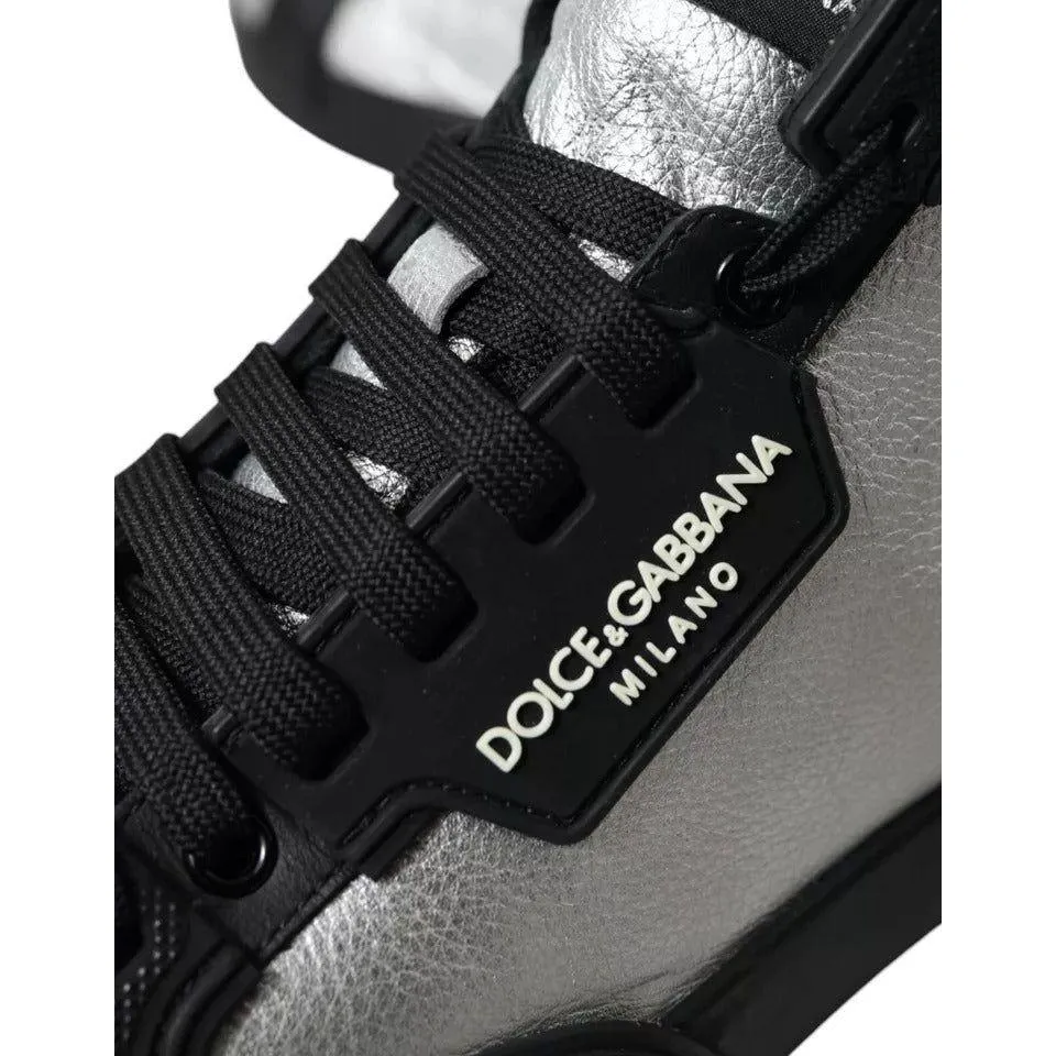 Dolce & Gabbana Black Silver Logo Mid Top Men Sneakers Shoes