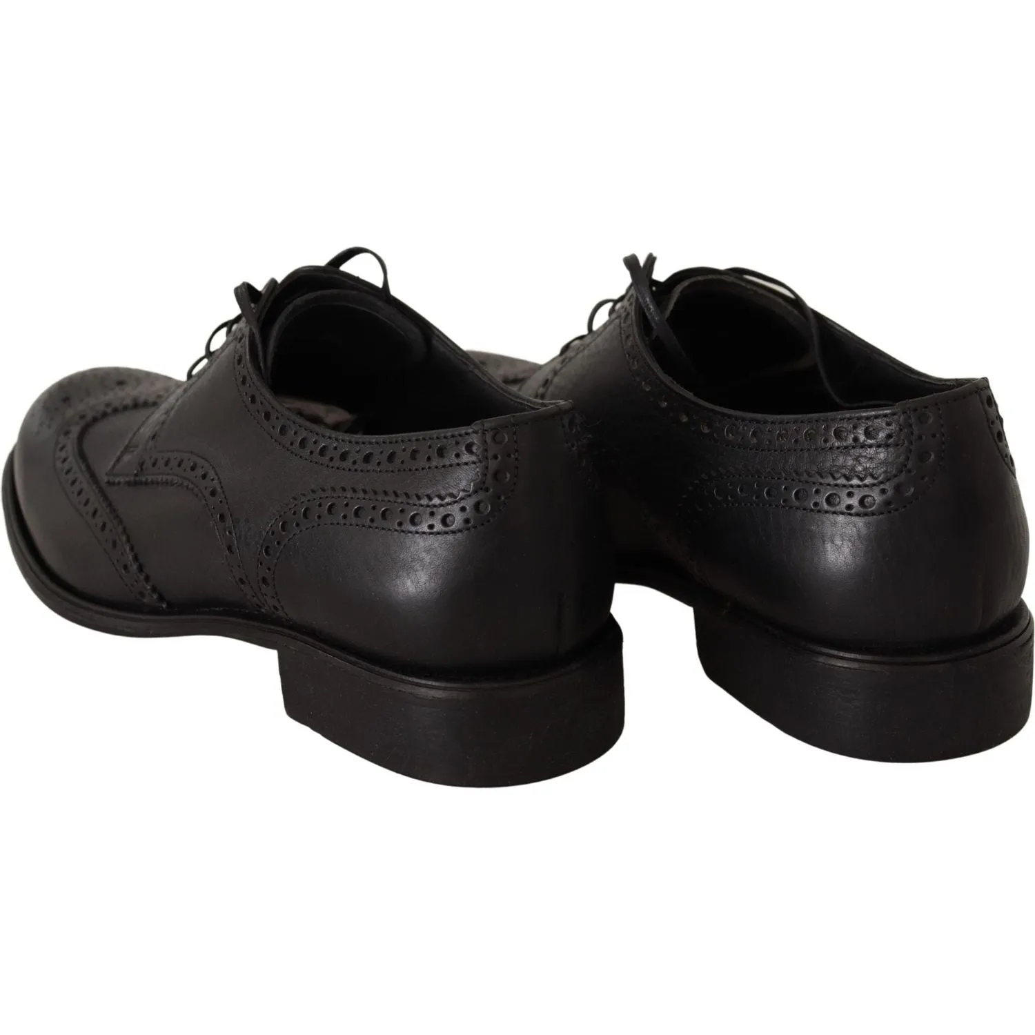 Dolce & Gabbana Elegant Black Leather Derby Wingtip Shoes