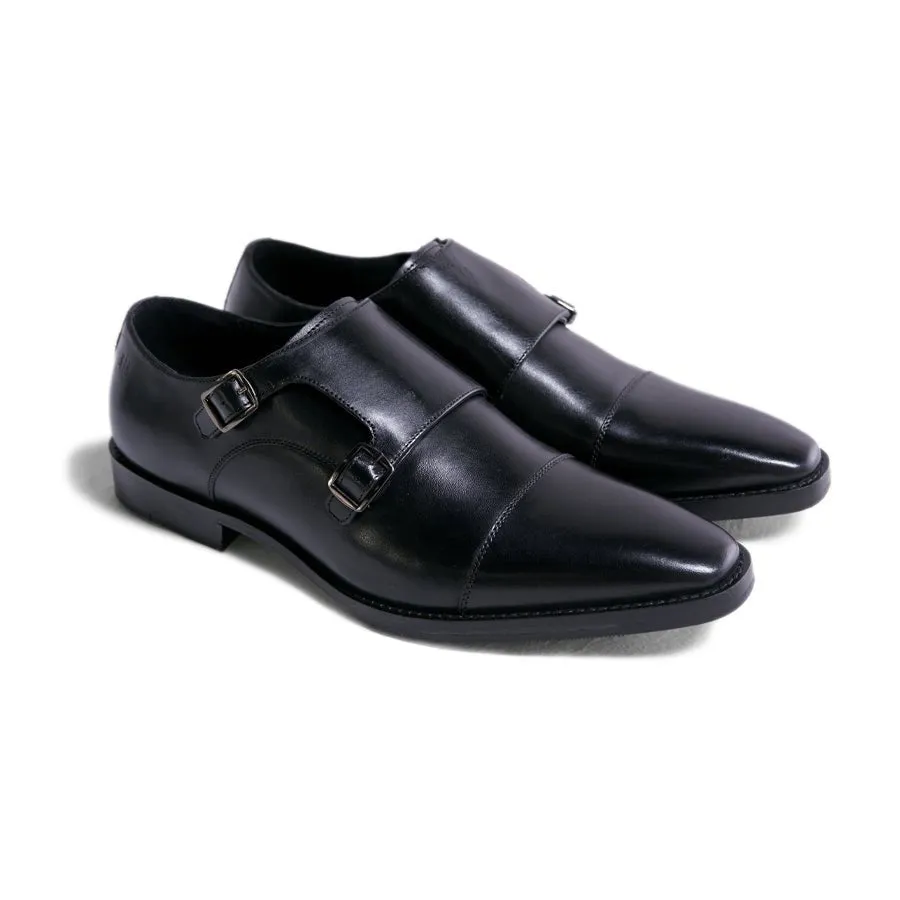 Double Monk Strap Black Shoes