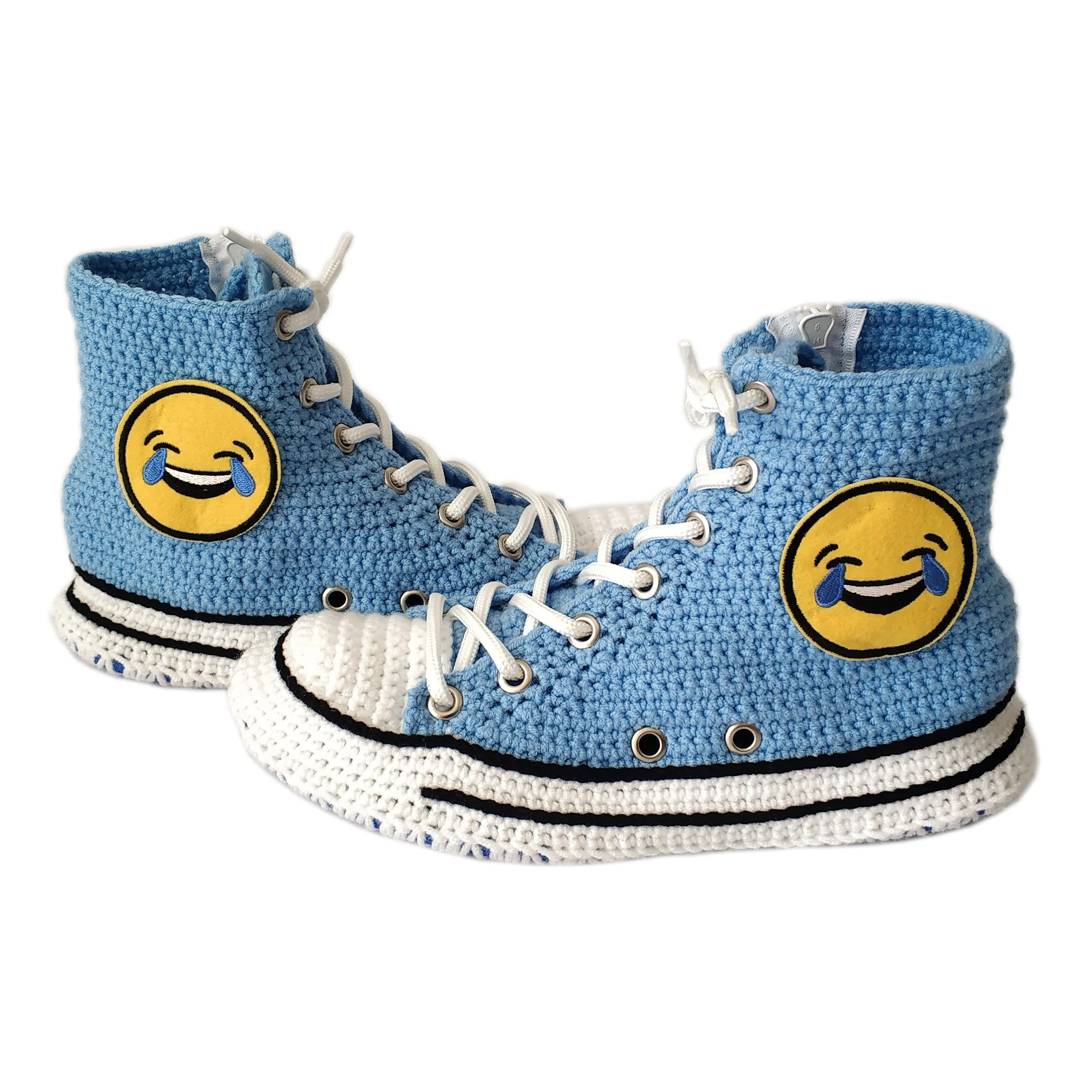 Emoji Slippers Cartoon Crochet Canvas Sneakers Plush - Soft Indoor Shoes Cute House Socks