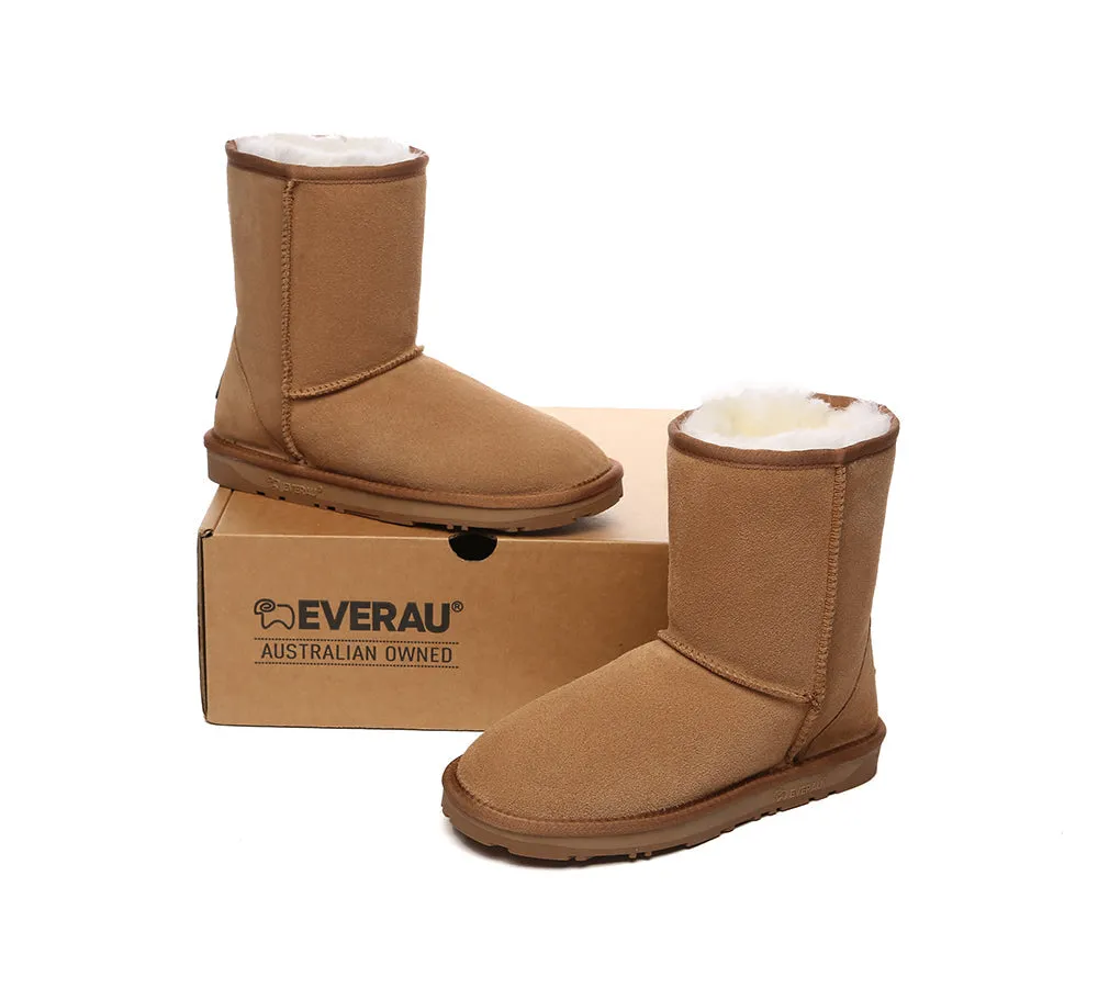 EVERAU® UGG Boots Sheepskin Wool Mid Calf Short Classic Suede