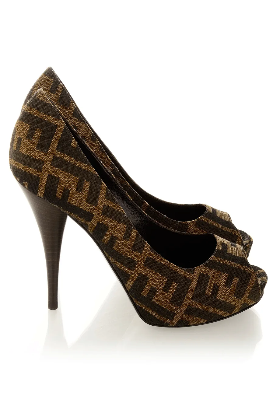 FENDI SPUNTATA Zucca Tabacco Peep Toe