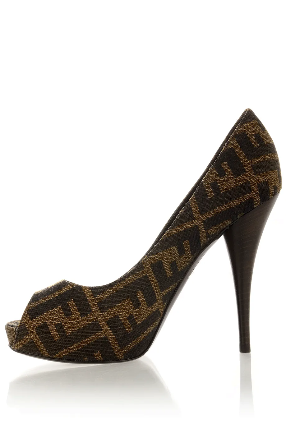 FENDI SPUNTATA Zucca Tabacco Peep Toe