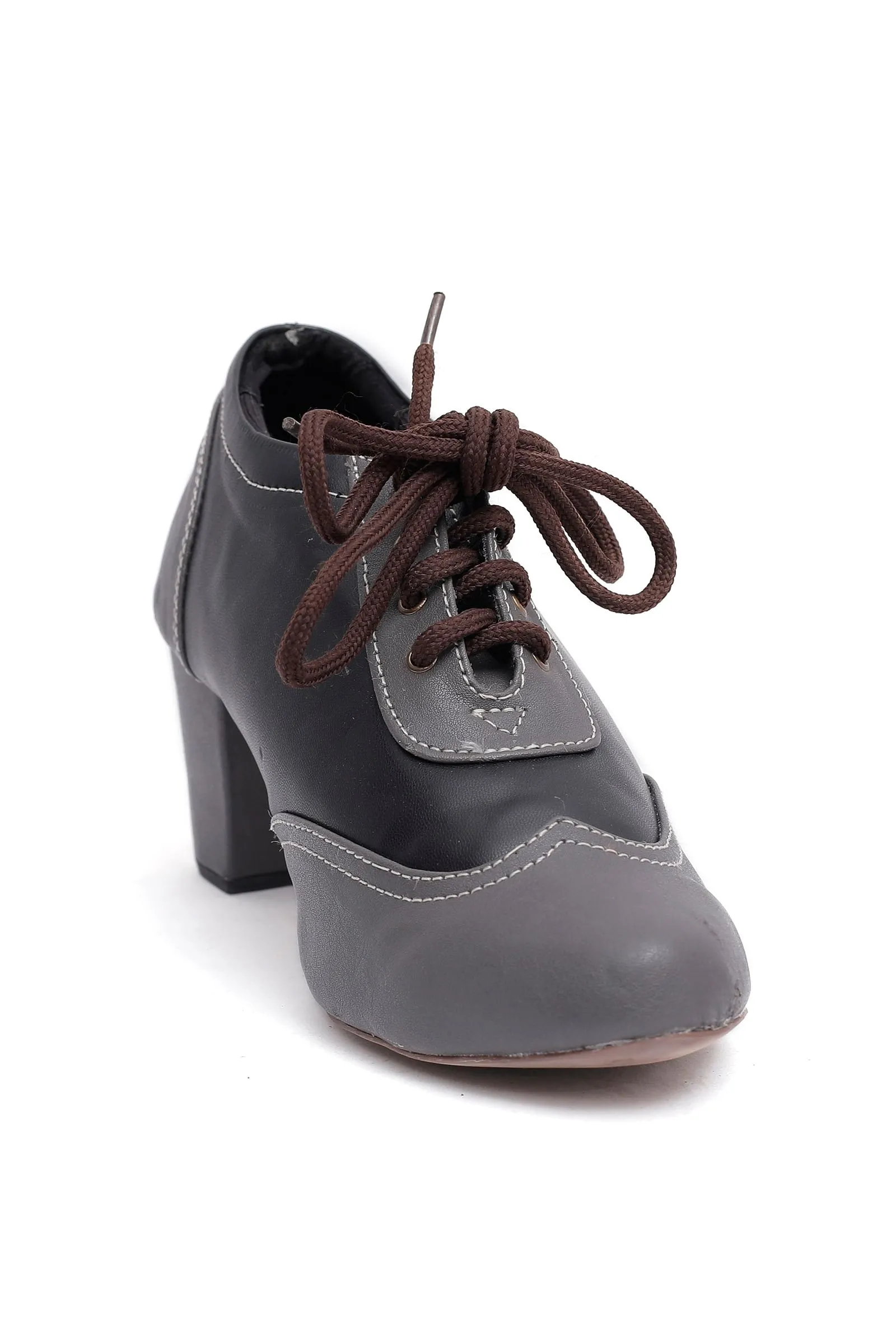 Flint Grey Cruelty Free Leather Oxford Heel Boots