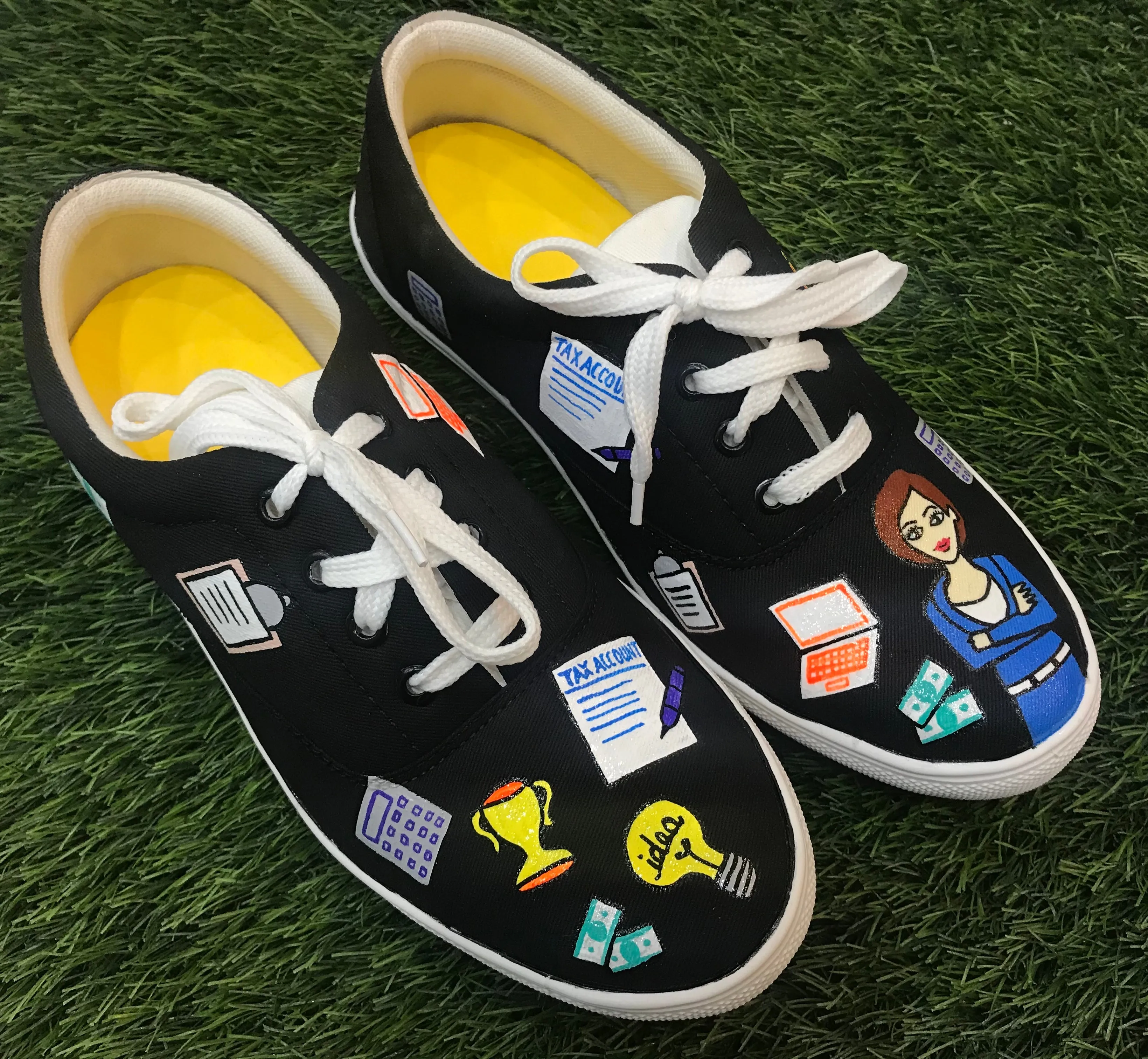 Funky N Trendy hand painted water resistant CA/CS/CMA/ACCOUNTANT theme casual shoes