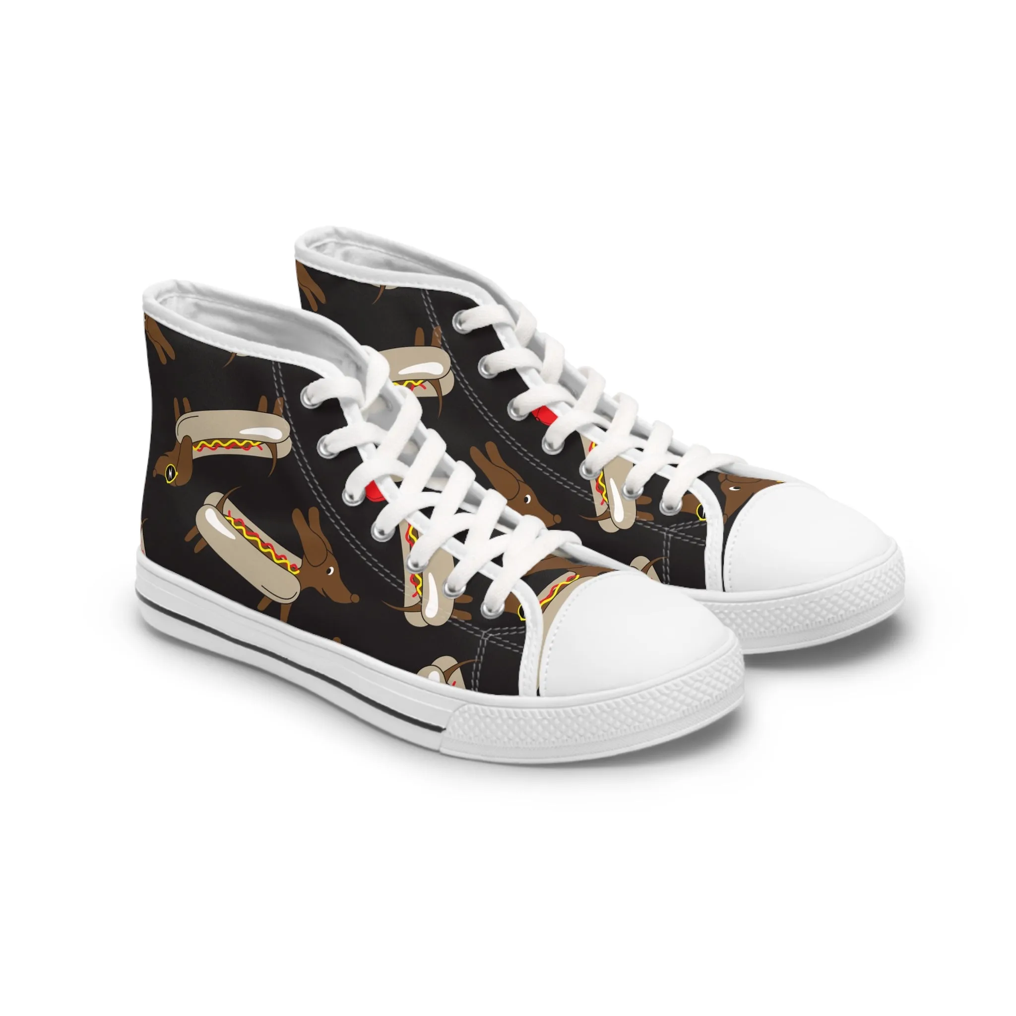 Funny Dachshund Hot Dog Women's High Top Sneakers