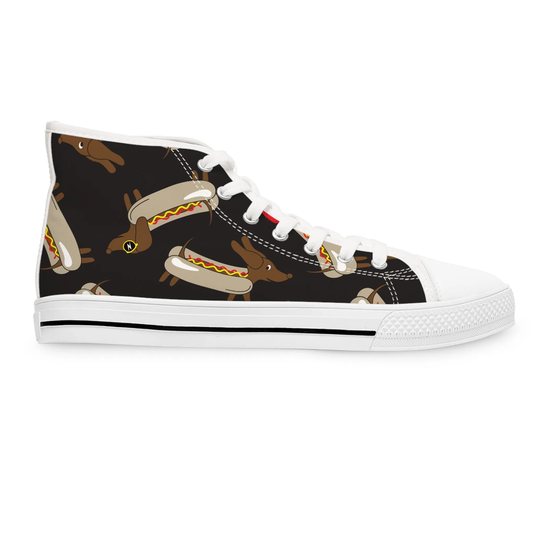 Funny Dachshund Hot Dog Women's High Top Sneakers