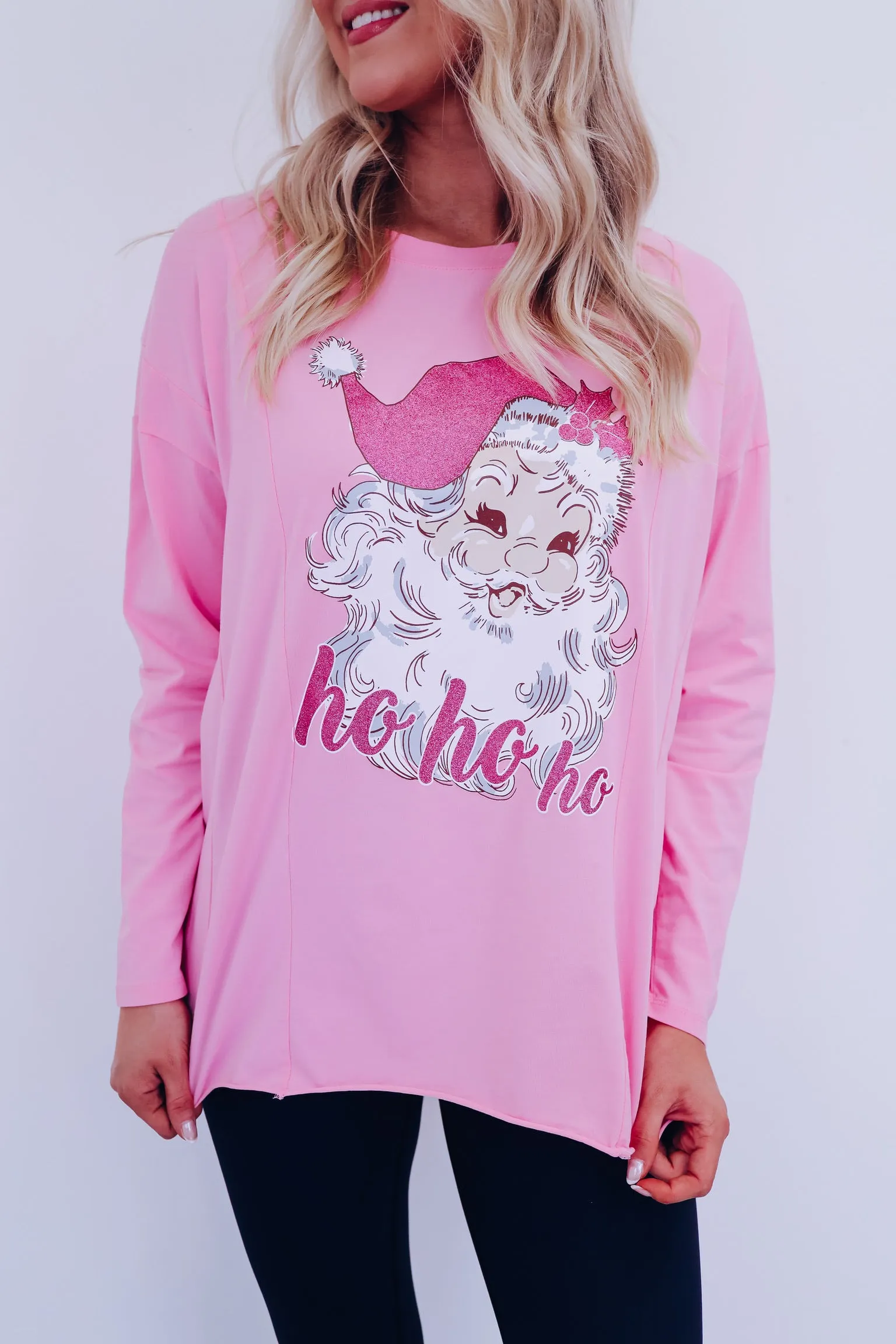 Glitter Ho Ho Ho Santa Graphic T-Shirt