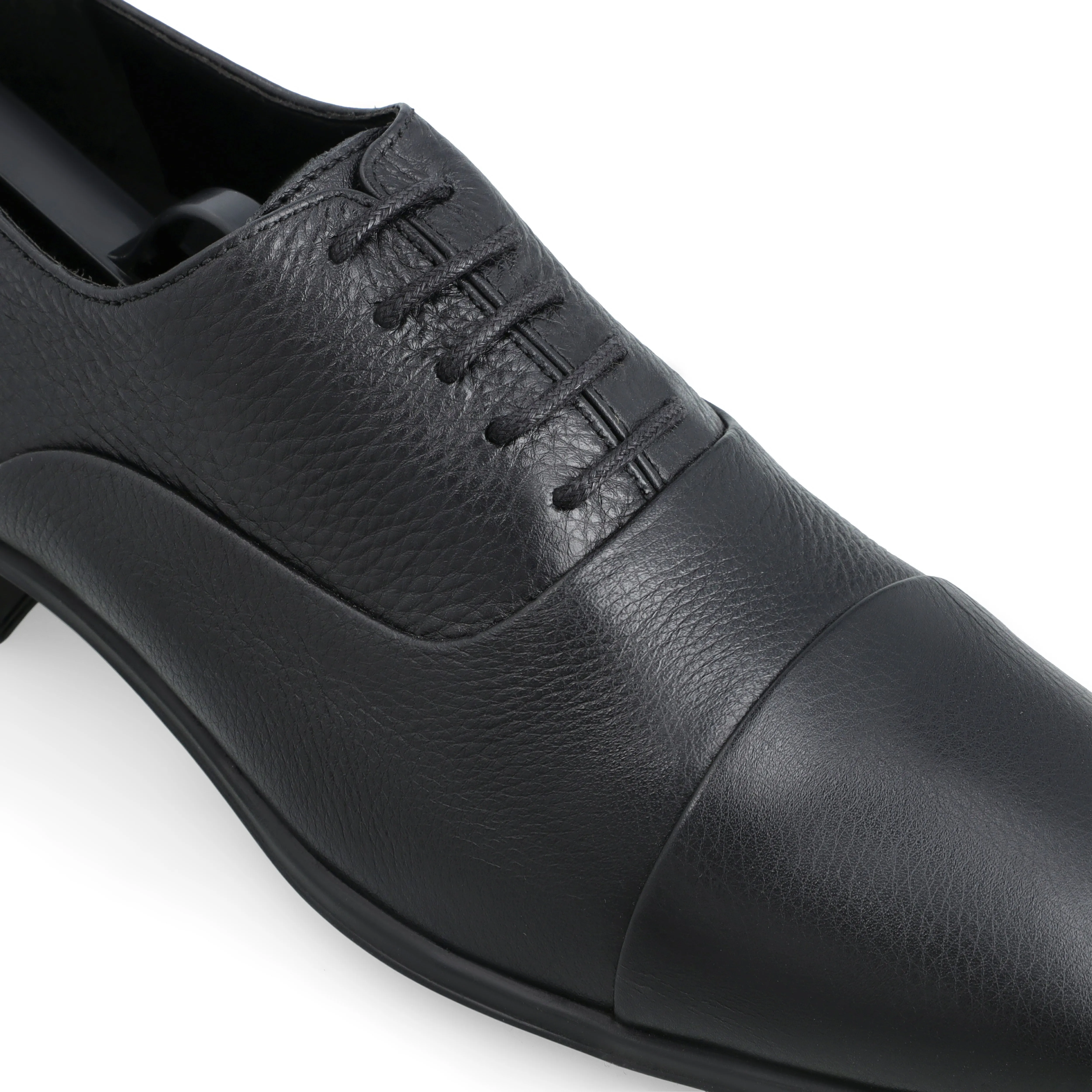 Grain leather Panelled Oxfords-Black