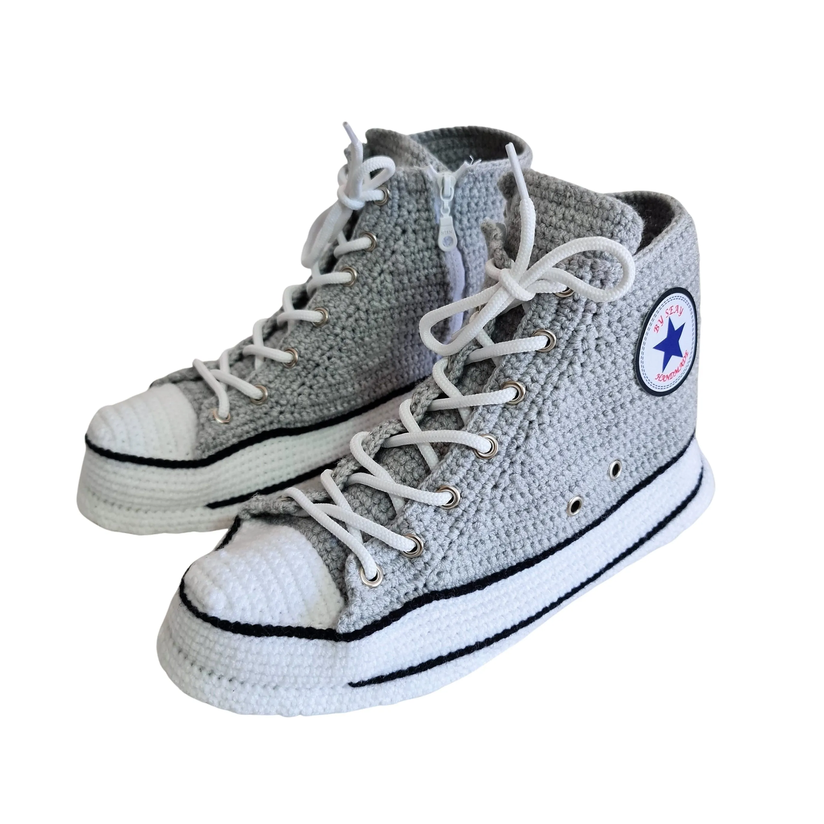 Gray Converse High Tops Platform Custom Slippers Sneakers